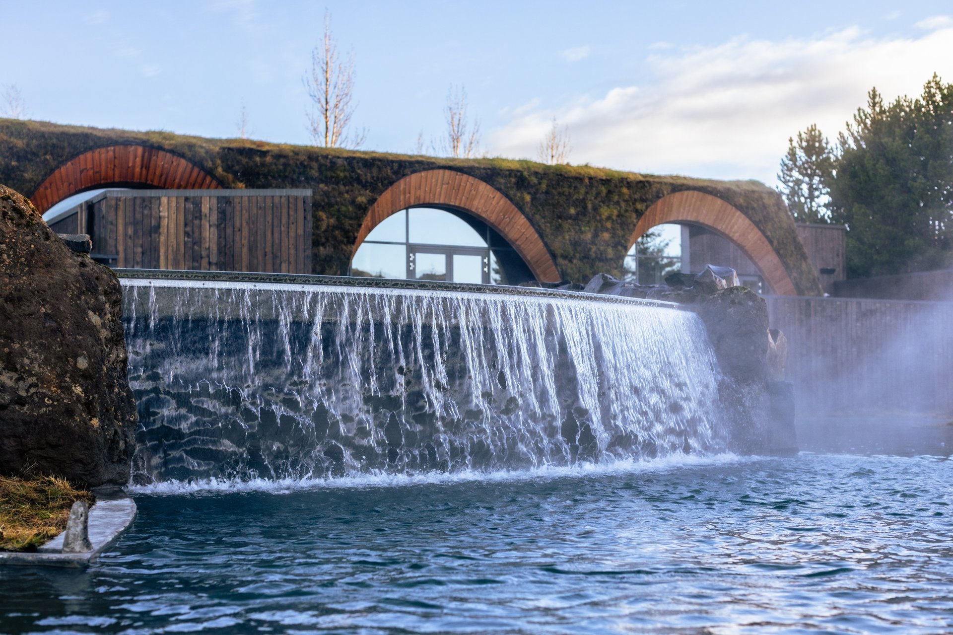 Laugarás Lagoon at sunset