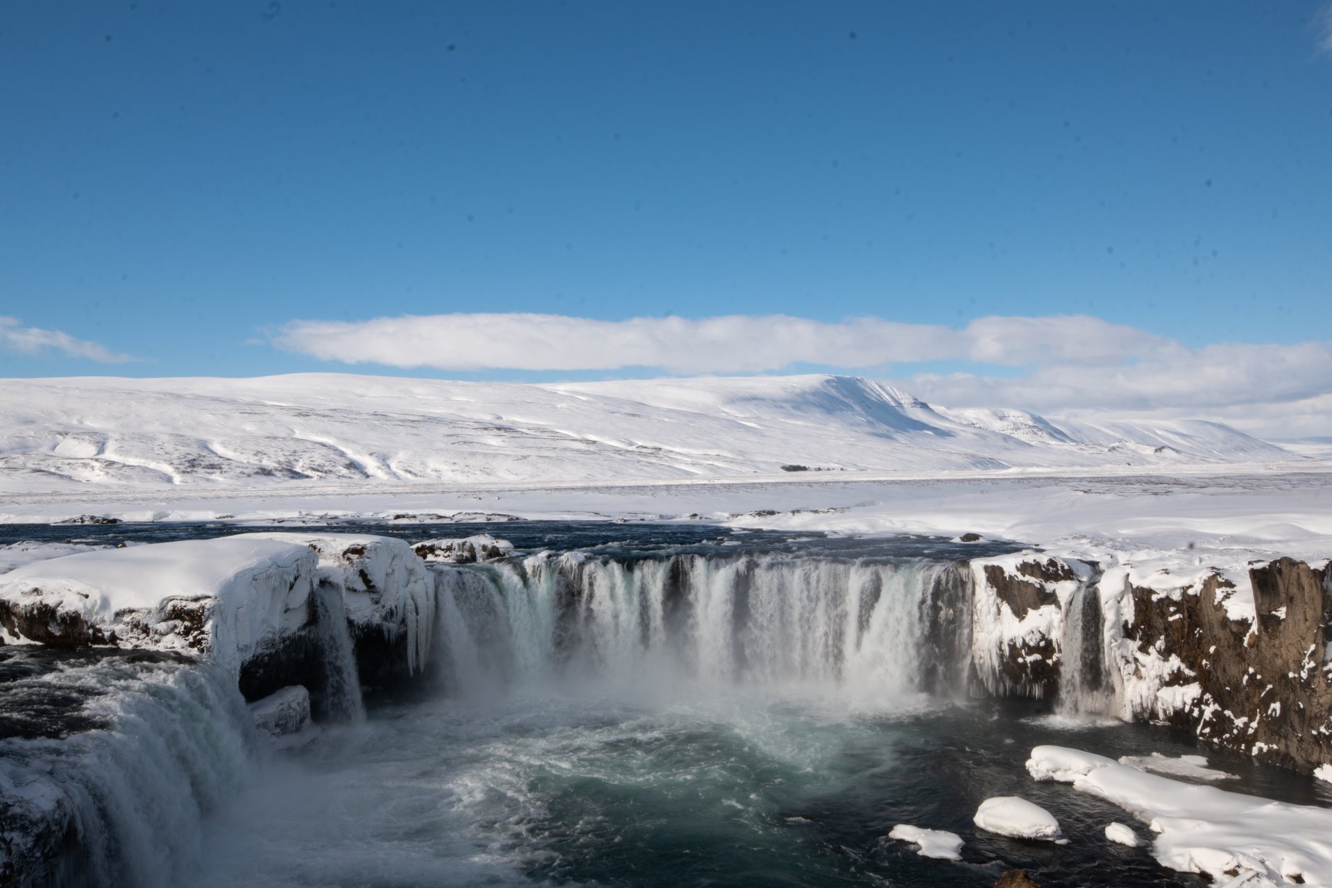 Goðafoss waterfall in north Iceland in late May
