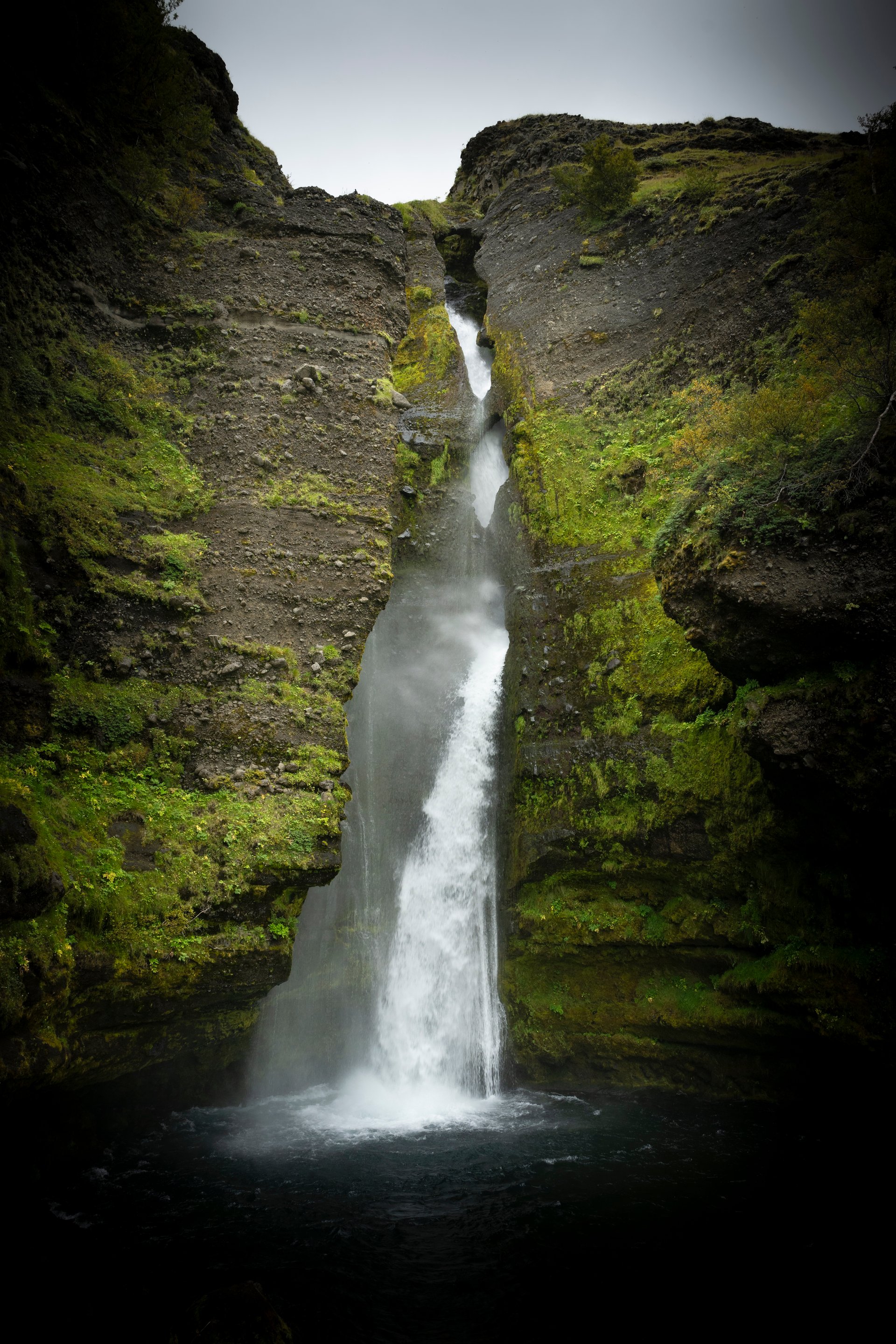 Multi-tiered cascade of Gluggafoss in South Iceland
