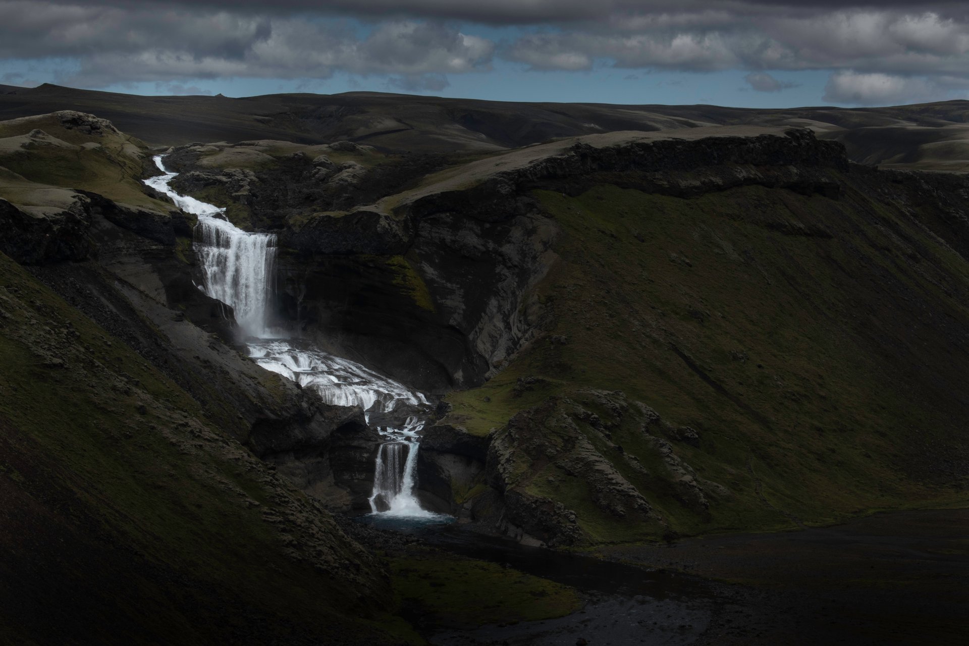Dramatic highland setting of Ófærufoss in Iceland's interior