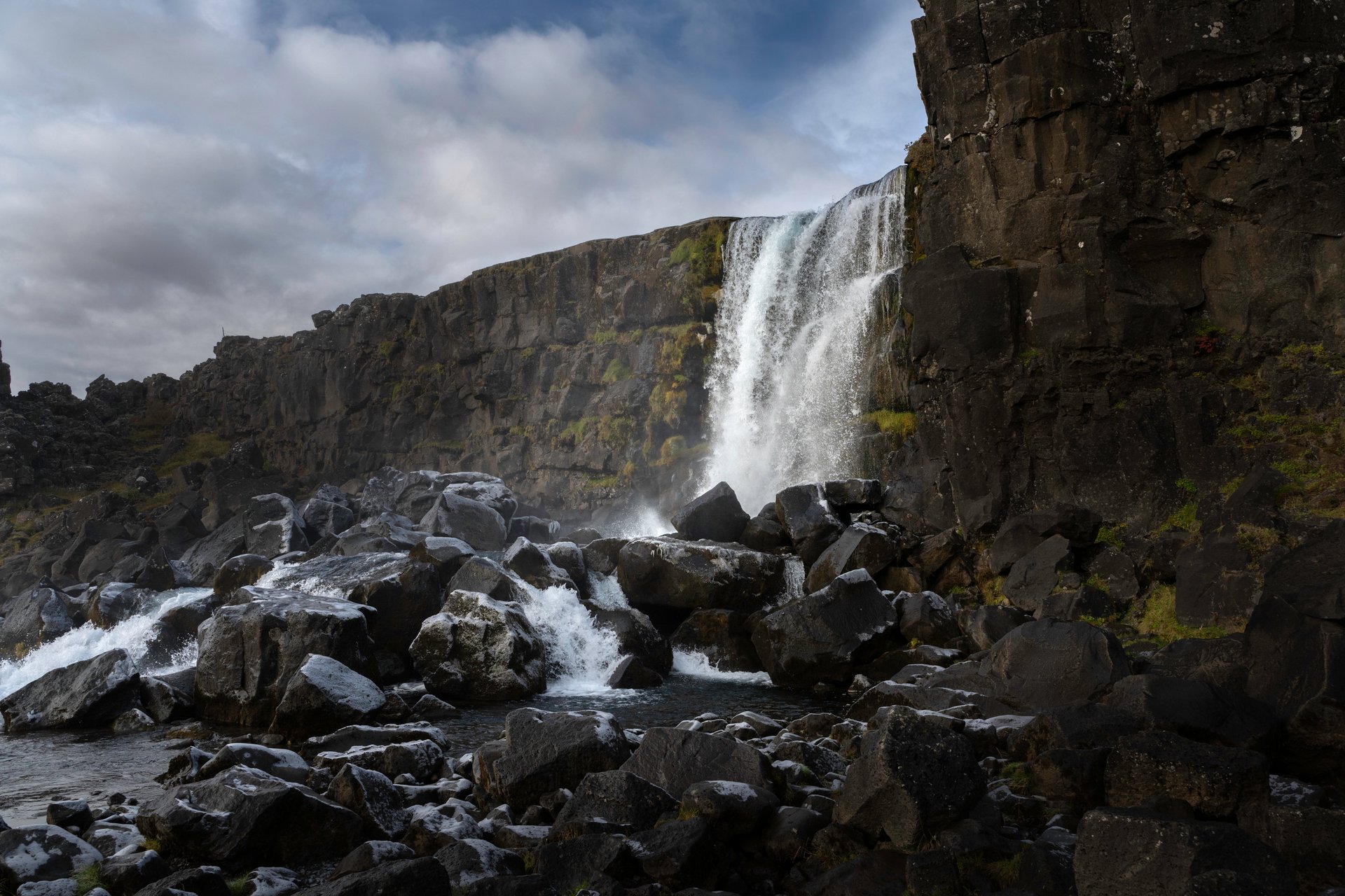 Öxarárfoss dropping into the Almannagjá rift at Þingvellir