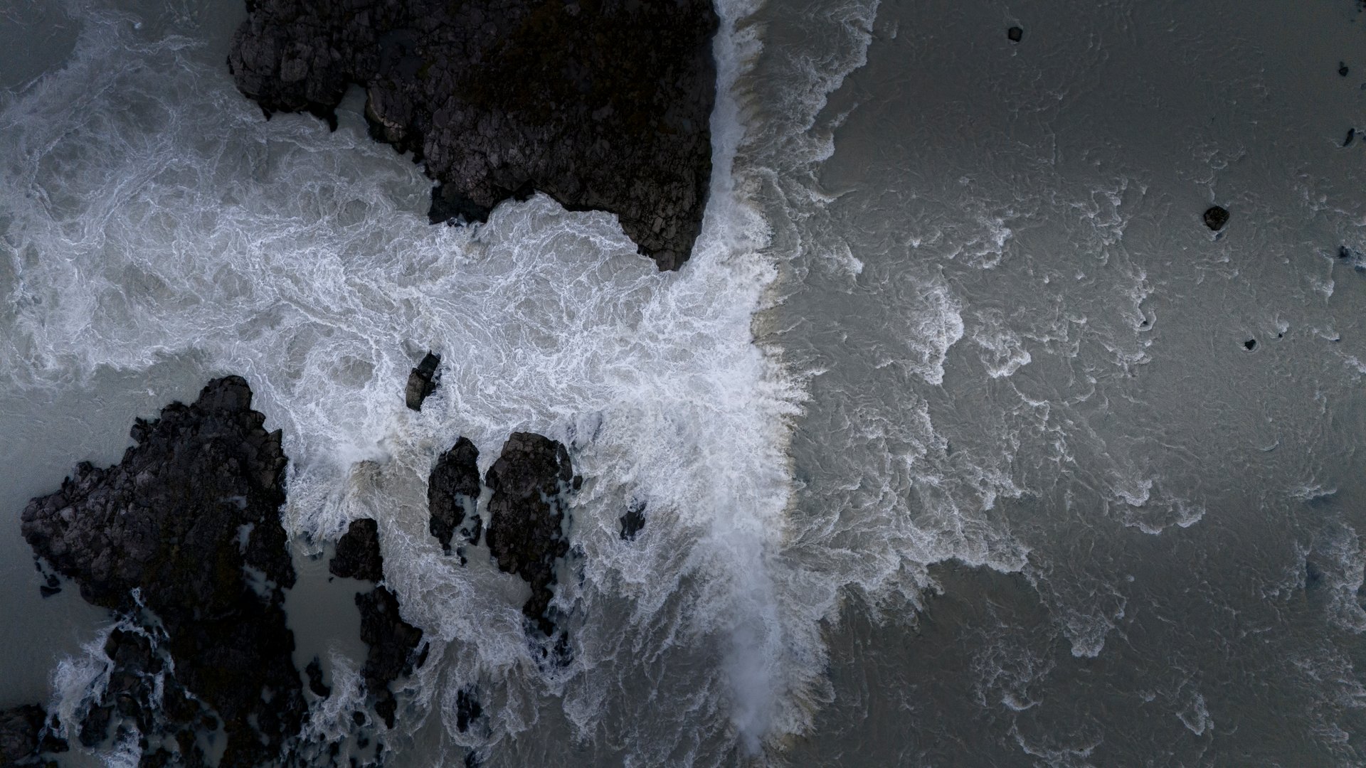 Urriðafoss waterfall with powerful water volume on the Þjórsá river
