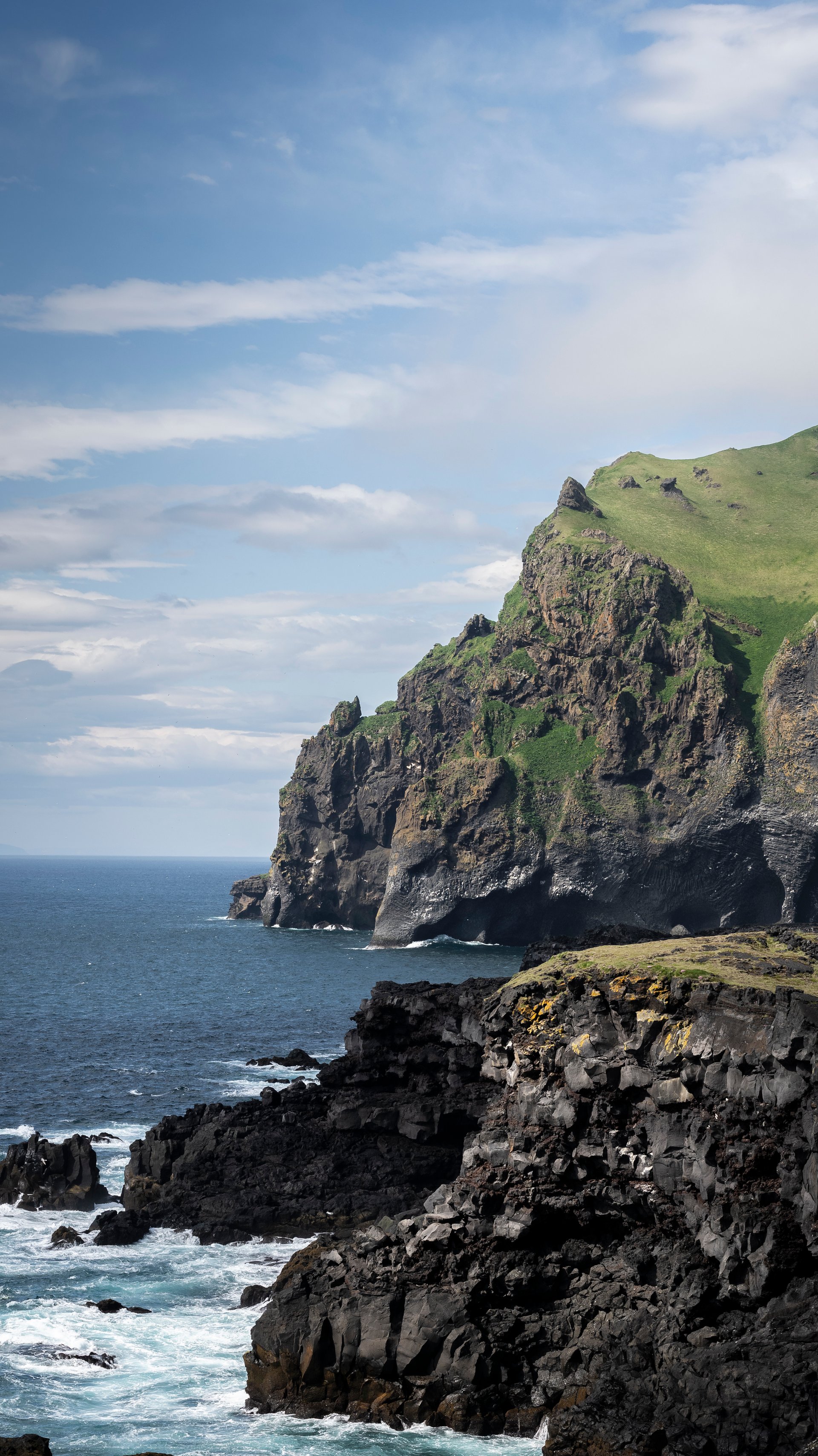 Elephant Rock basalt formation on the coast of Heimaey