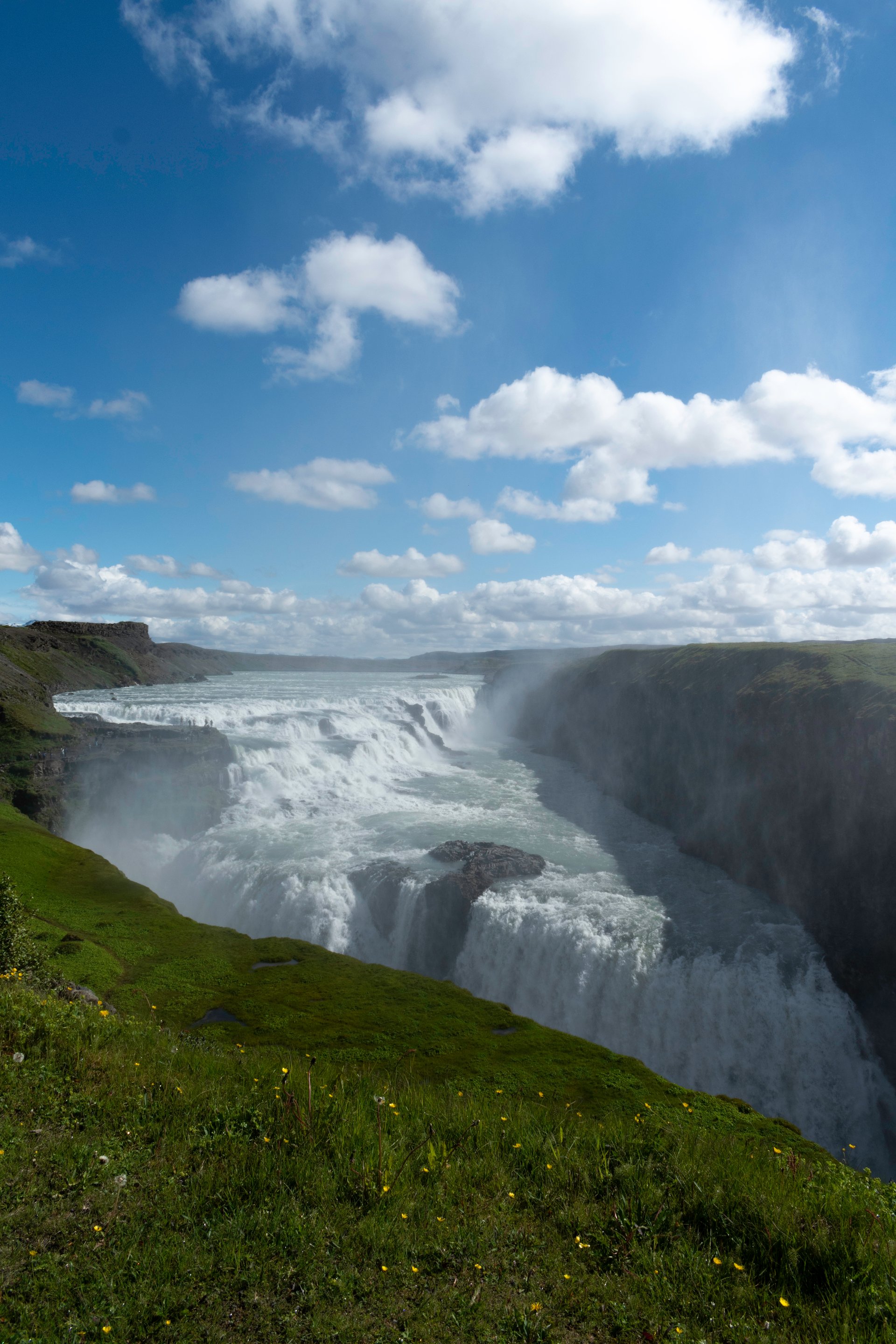 Gullfoss waterfall cascading into a rugged canyon