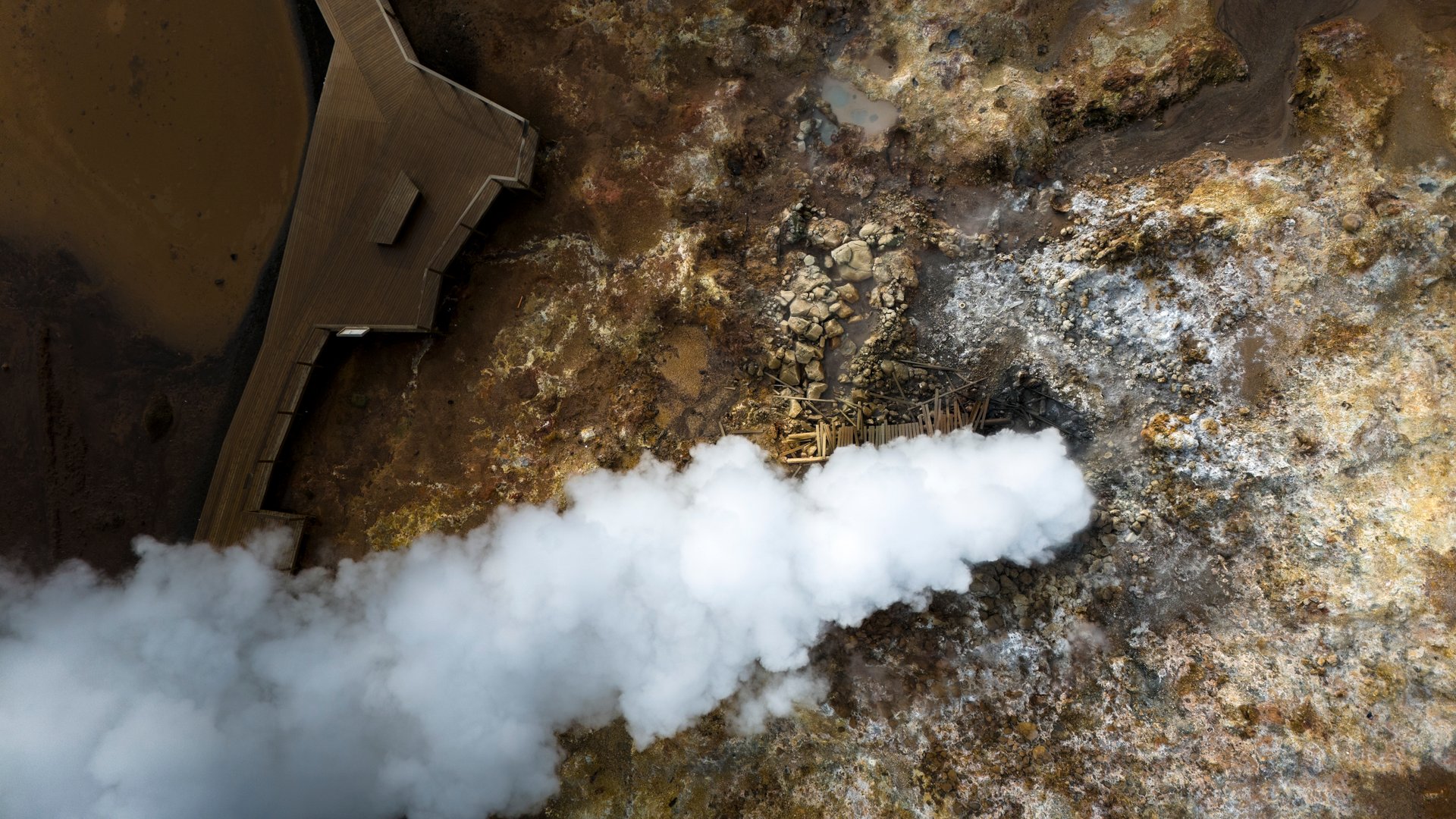 Gunnuhver geothermal area with hissing steam vents on the Reykjanes Peninsula