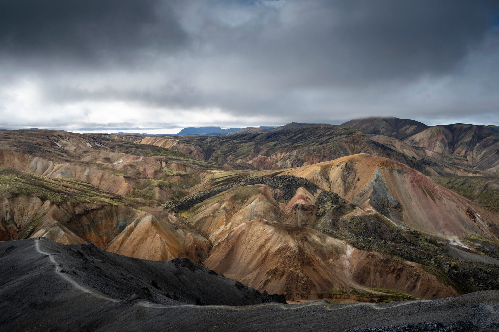 Steaming geothermal valley in the Landmannalaugar highlands