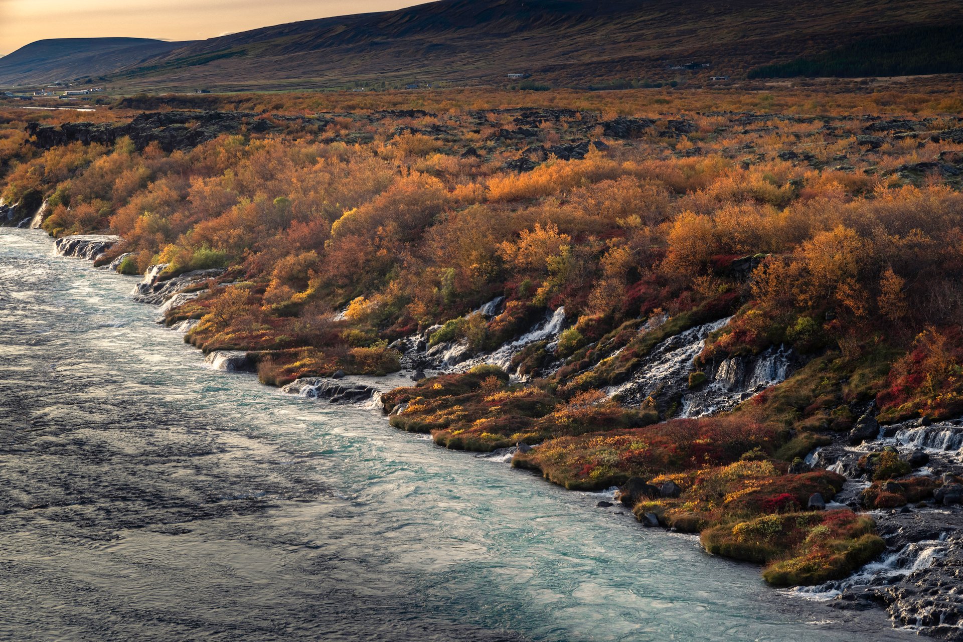 Hraunfossar lava waterfalls Iceland West region