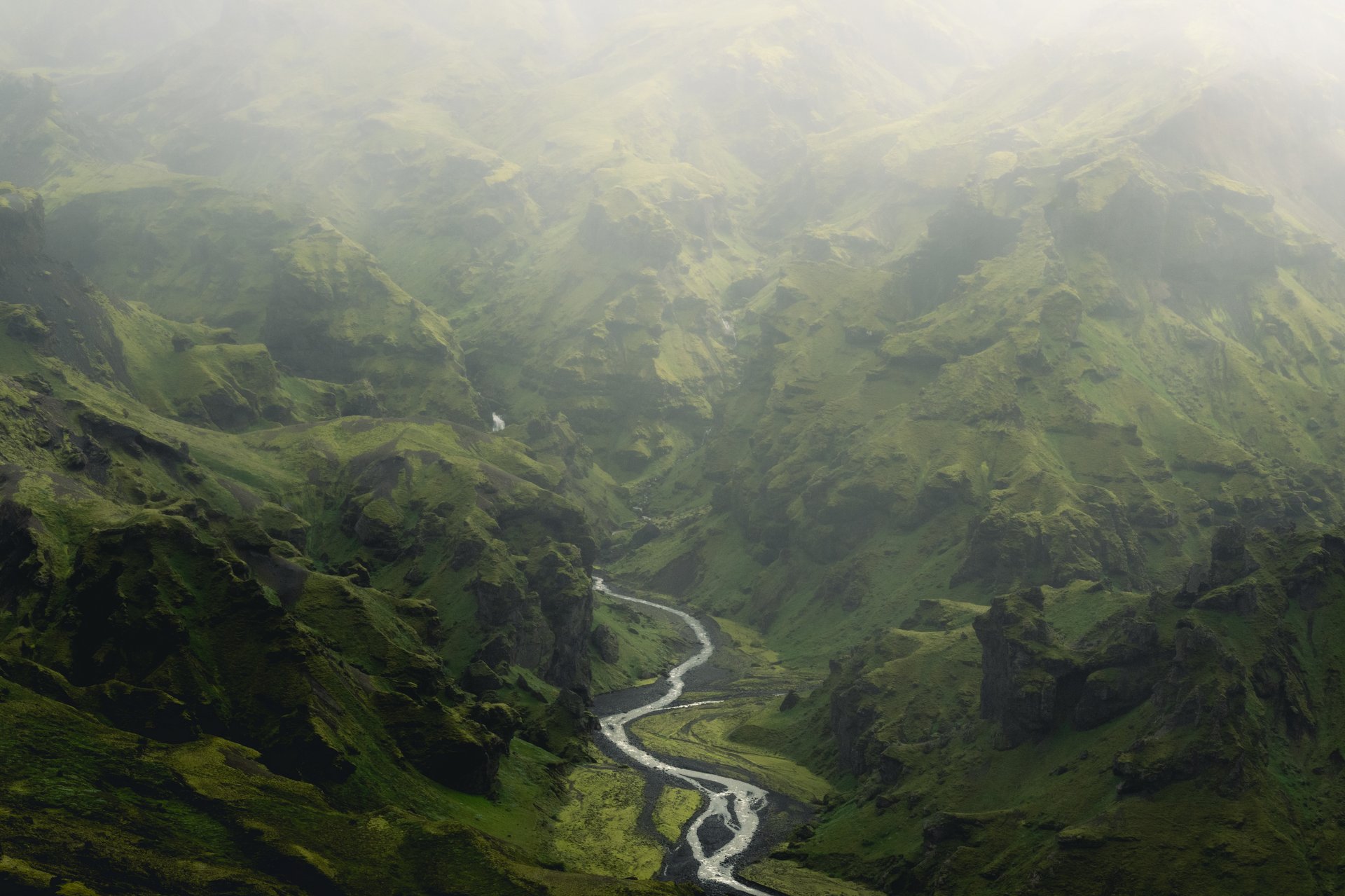Painted mountains of Iceland highlands aerial perspective