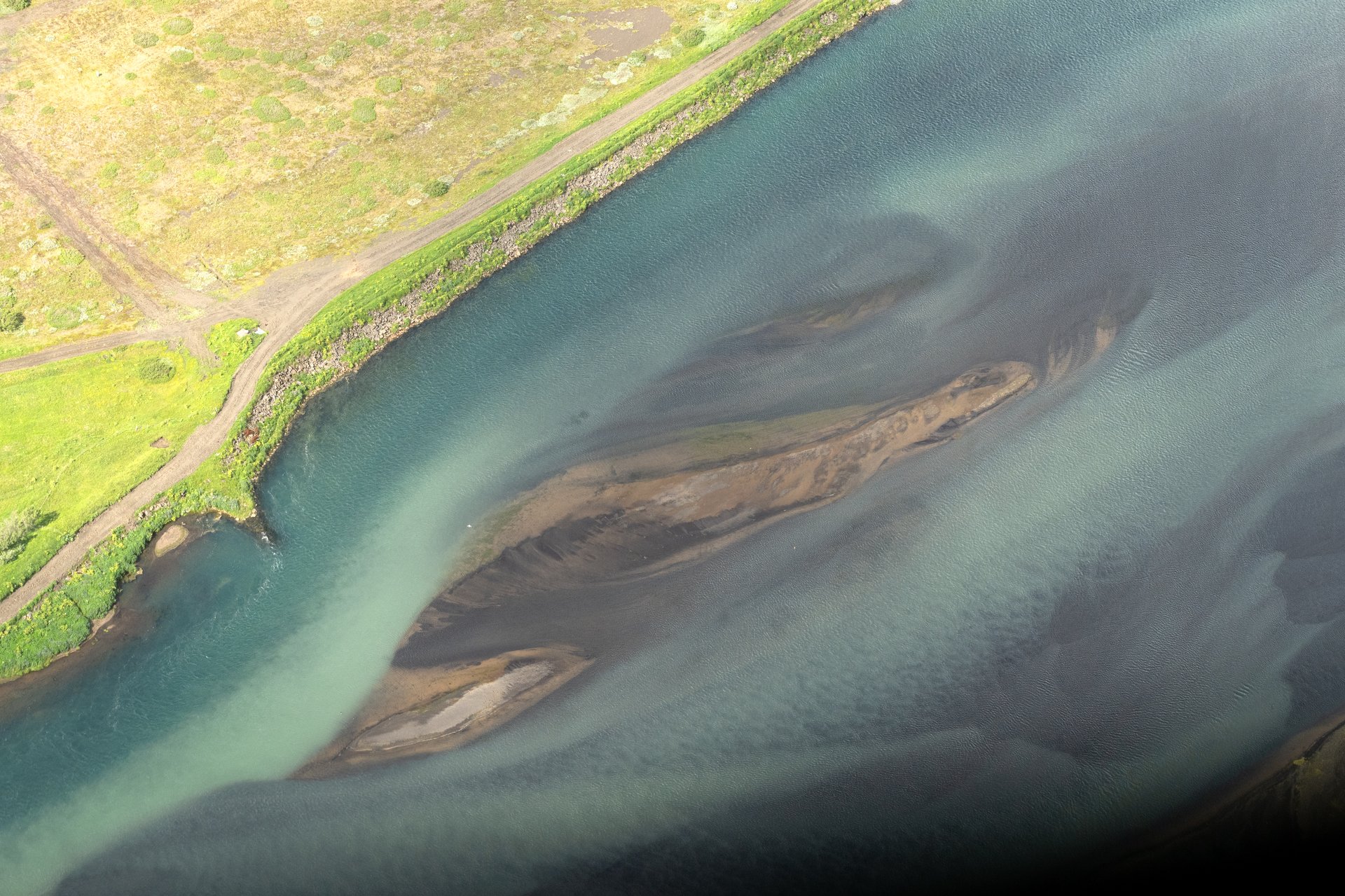 Black sand coastline from helicopter tour Iceland