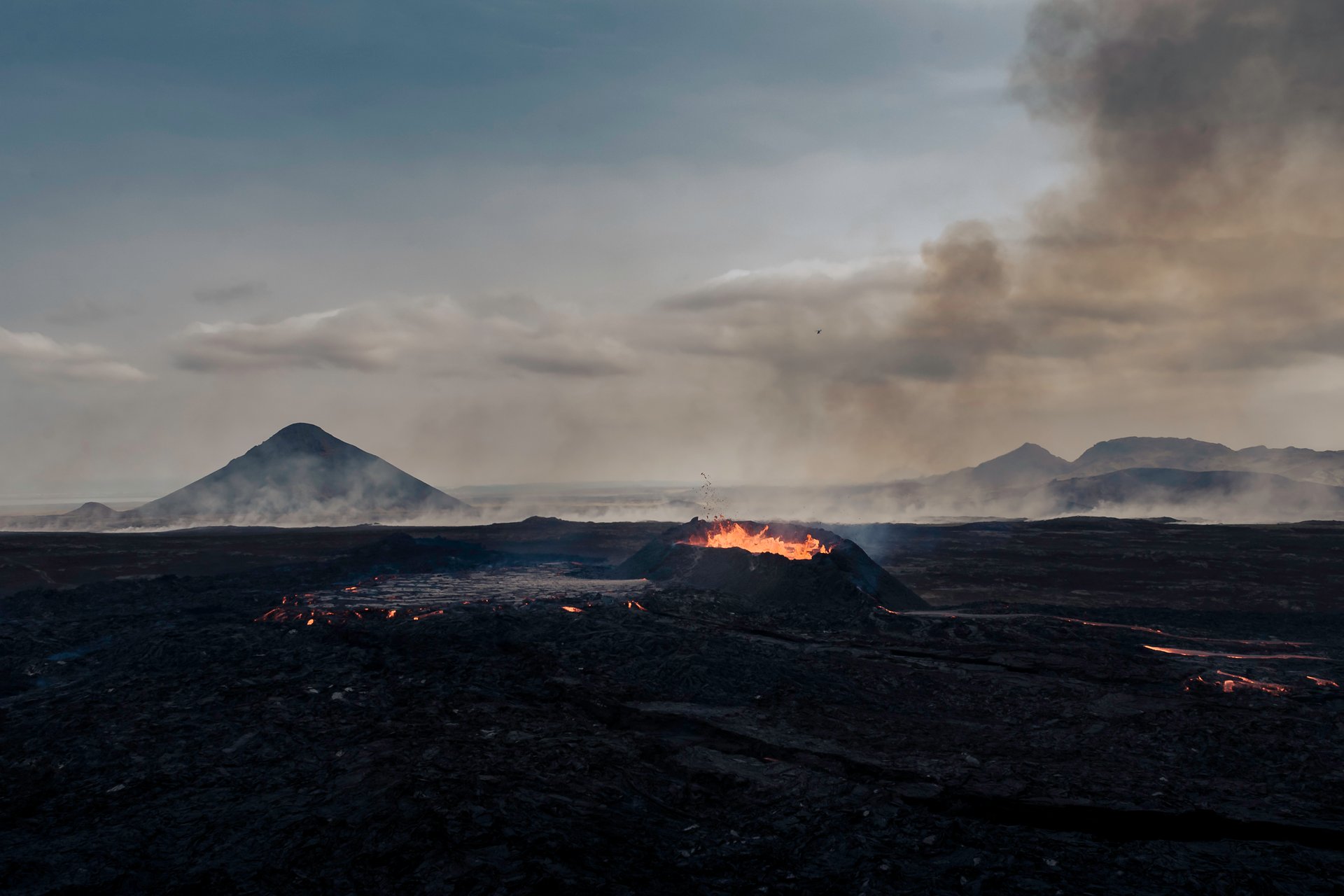 Cooled lava field from Litli-Hrútur eruption 2023 Iceland