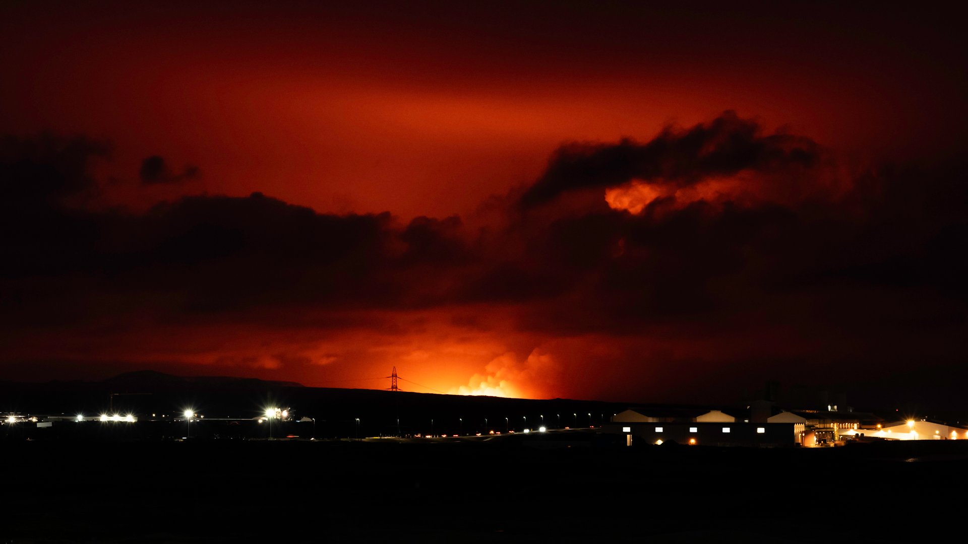Defensive barriers protecting against lava flow Grindavík Iceland