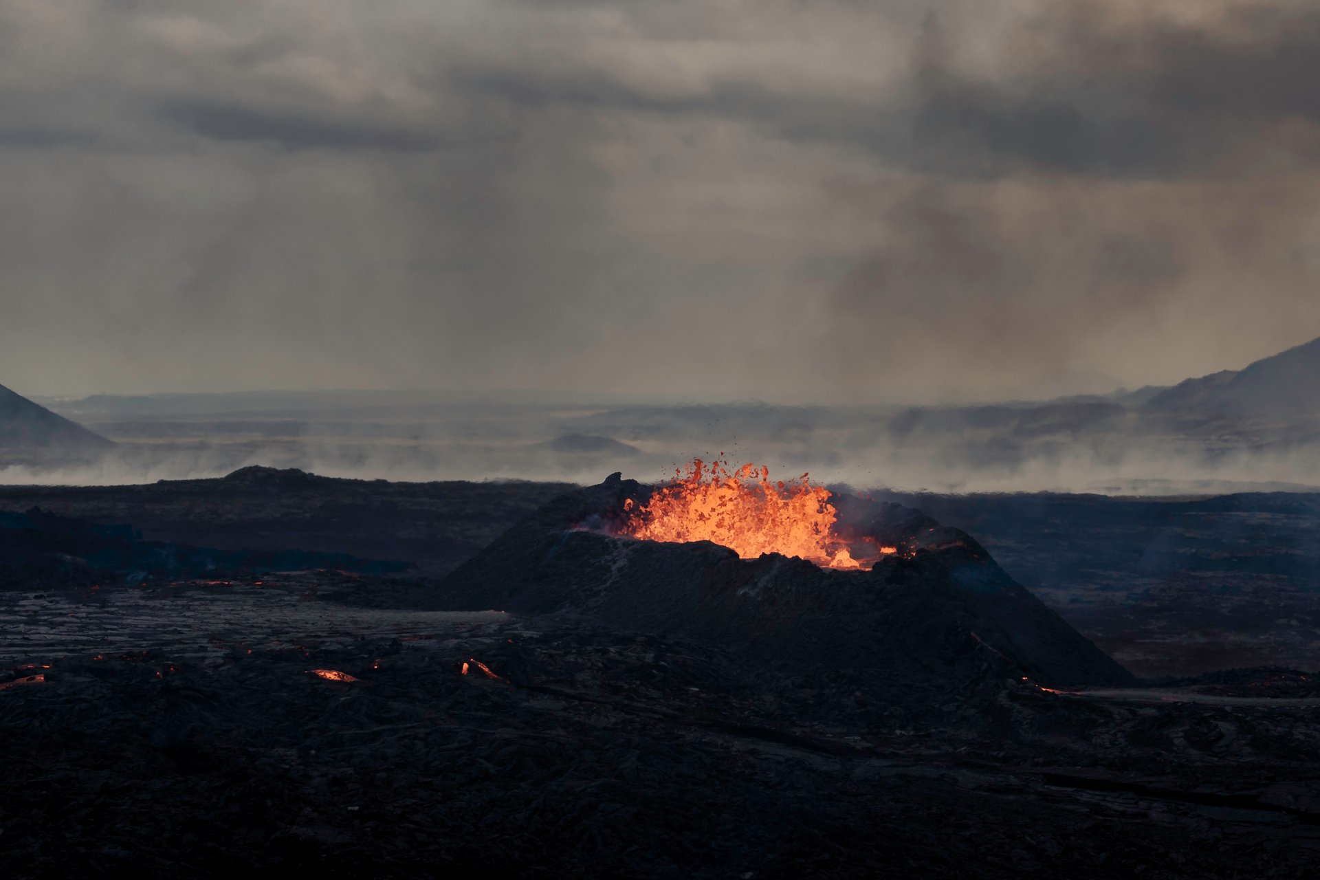 Cooled lava field from 2023 eruption