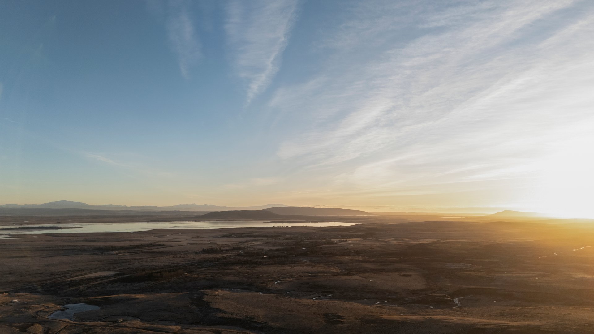 Golden Circle landscape in warm evening light