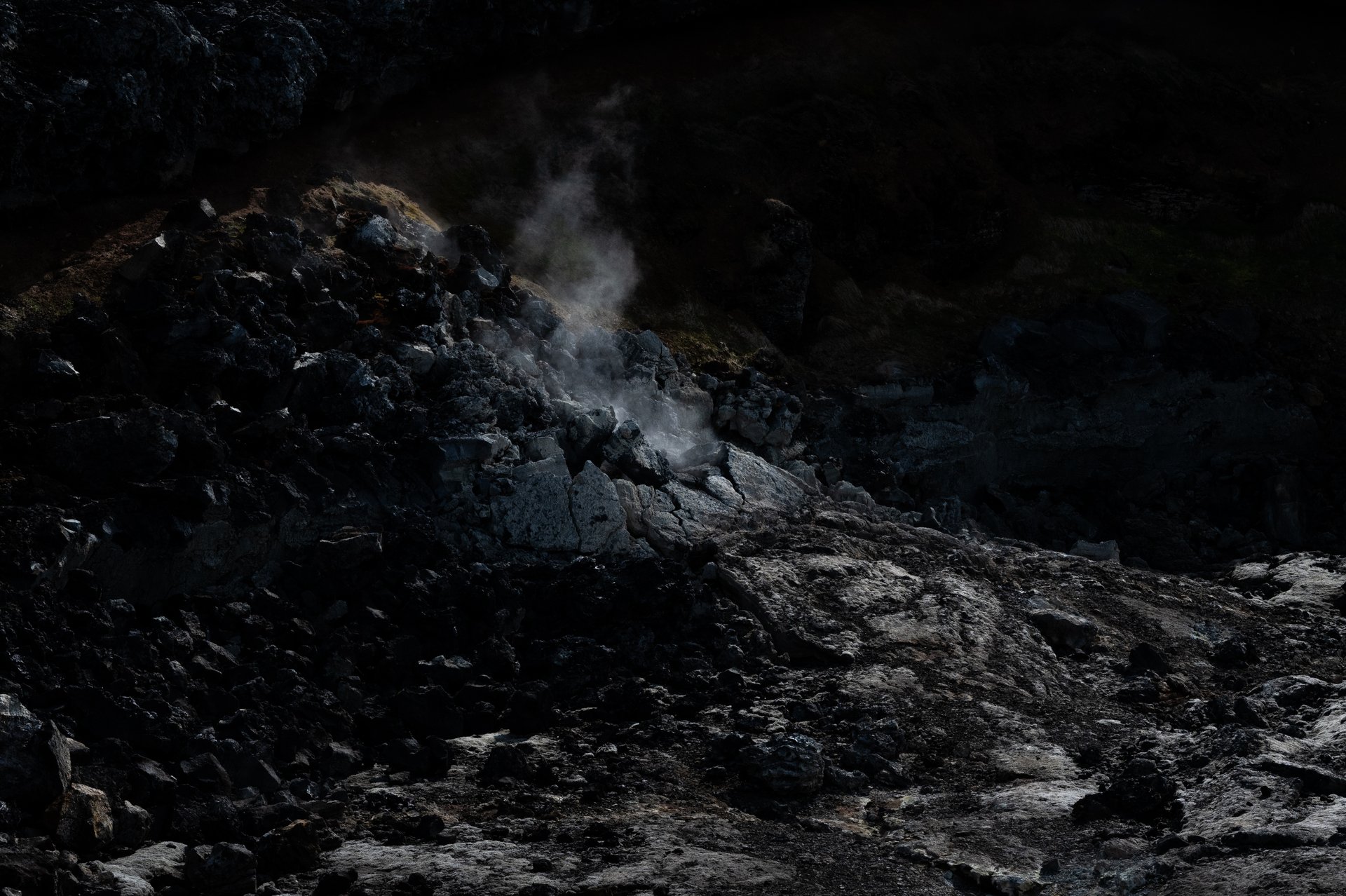 Leirhnjúkur steaming lava field on the short hike in the Krafla area