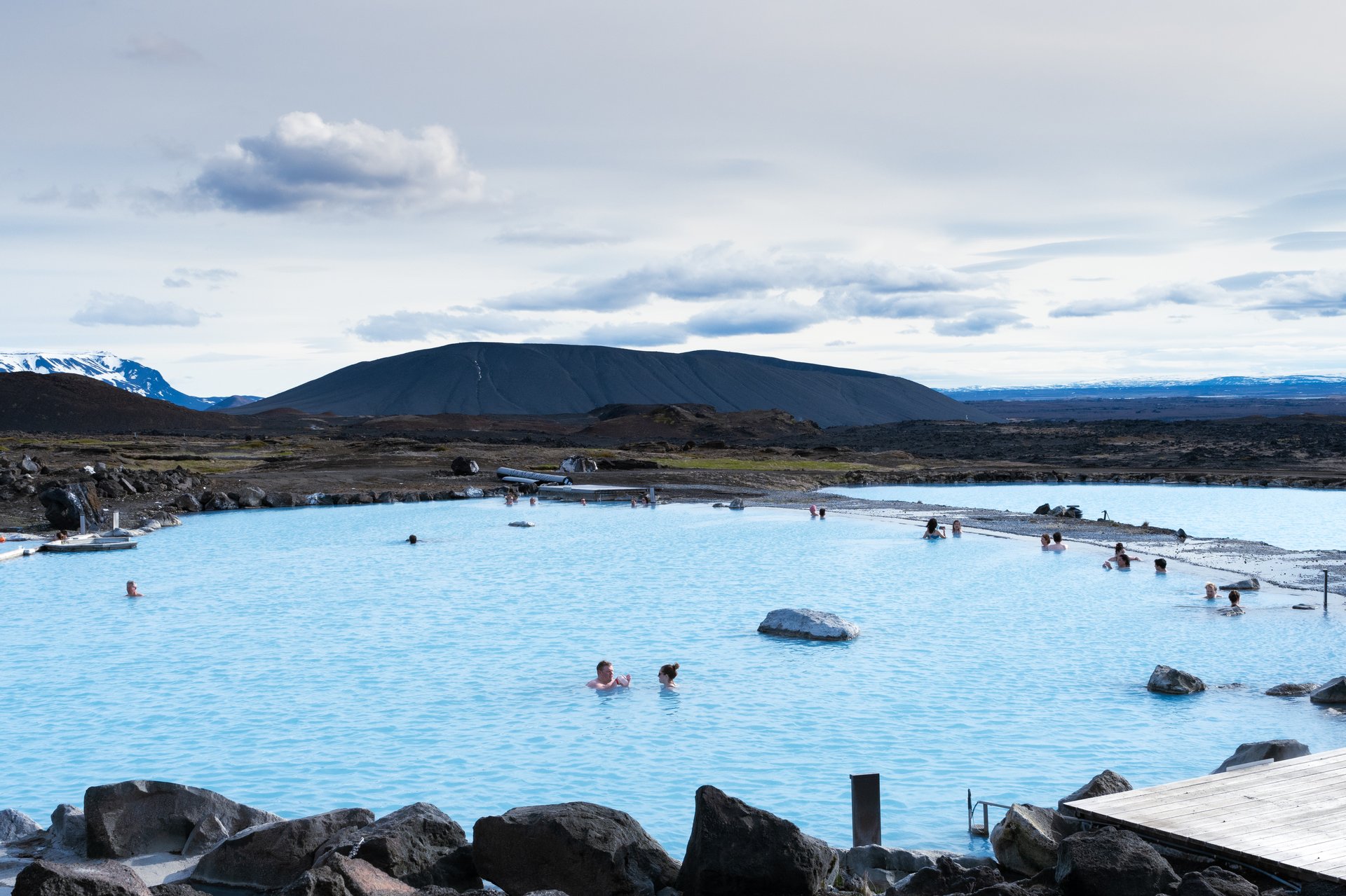 Mývatn Nature Baths geothermal pool with views over the lava landscape
