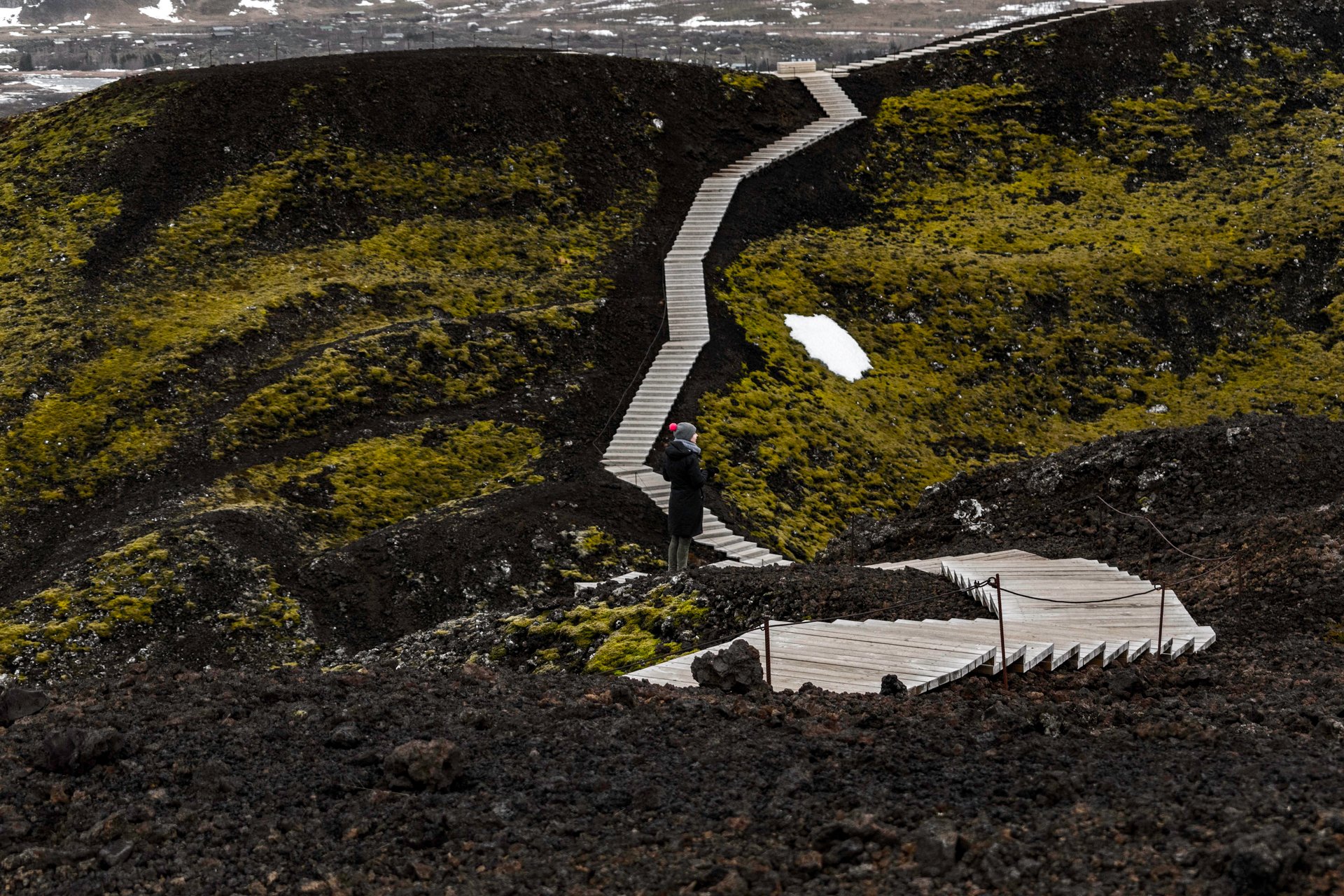 Grábrók volcanic crater Iceland with hiking trail and panoramic views