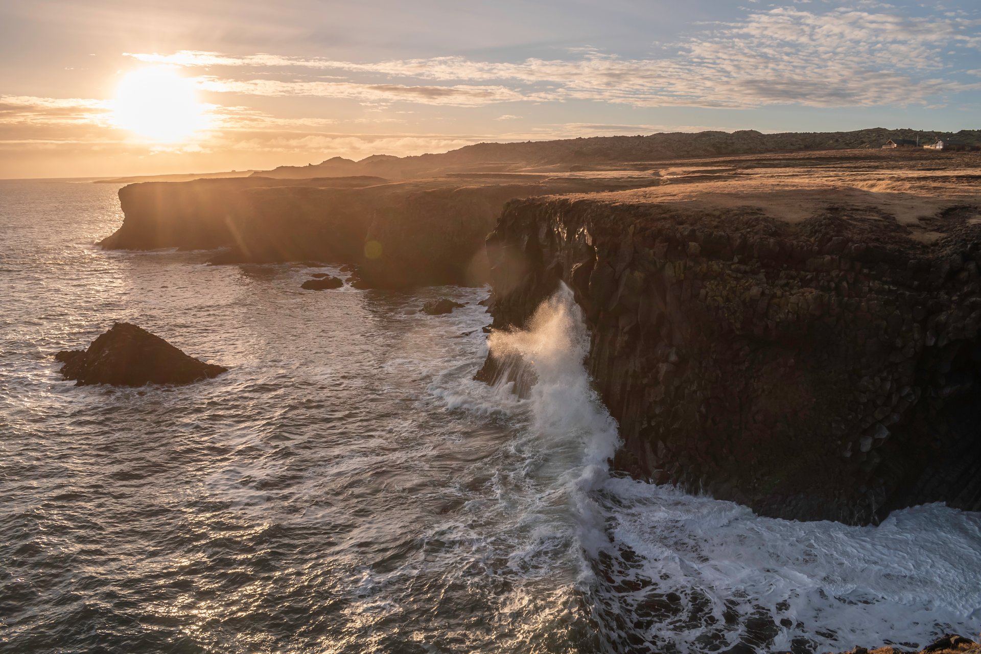 Arnarstapi coastal cliffs and rock formations Snæfellsnes Iceland