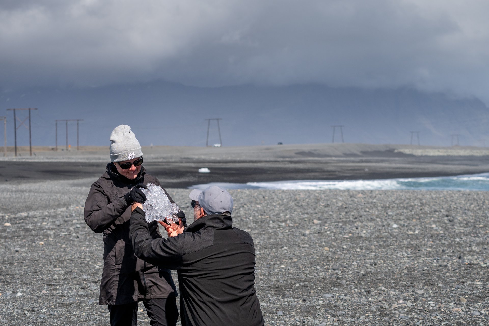 Diamond Beach Iceland ice chunks on black sand