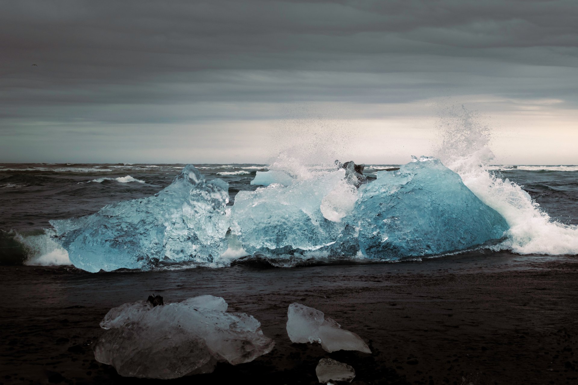 Diamond Beach icebergs on shore Iceland