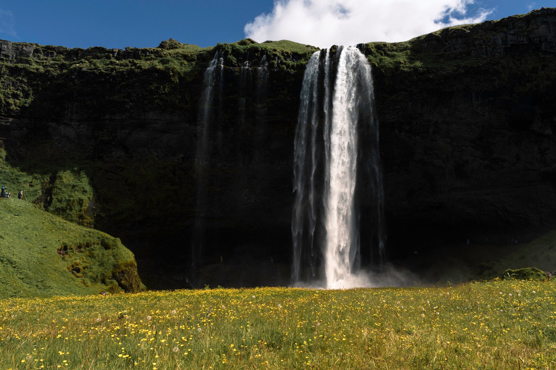 Seljalandsfoss waterfall Iceland South Coast walkway behind cascade