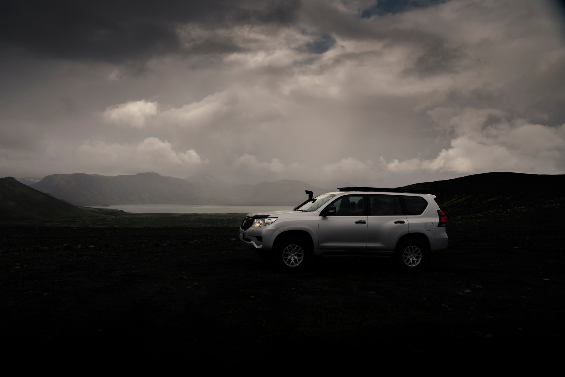 Lifted Toyota Land Cruiser on highland roads in Iceland