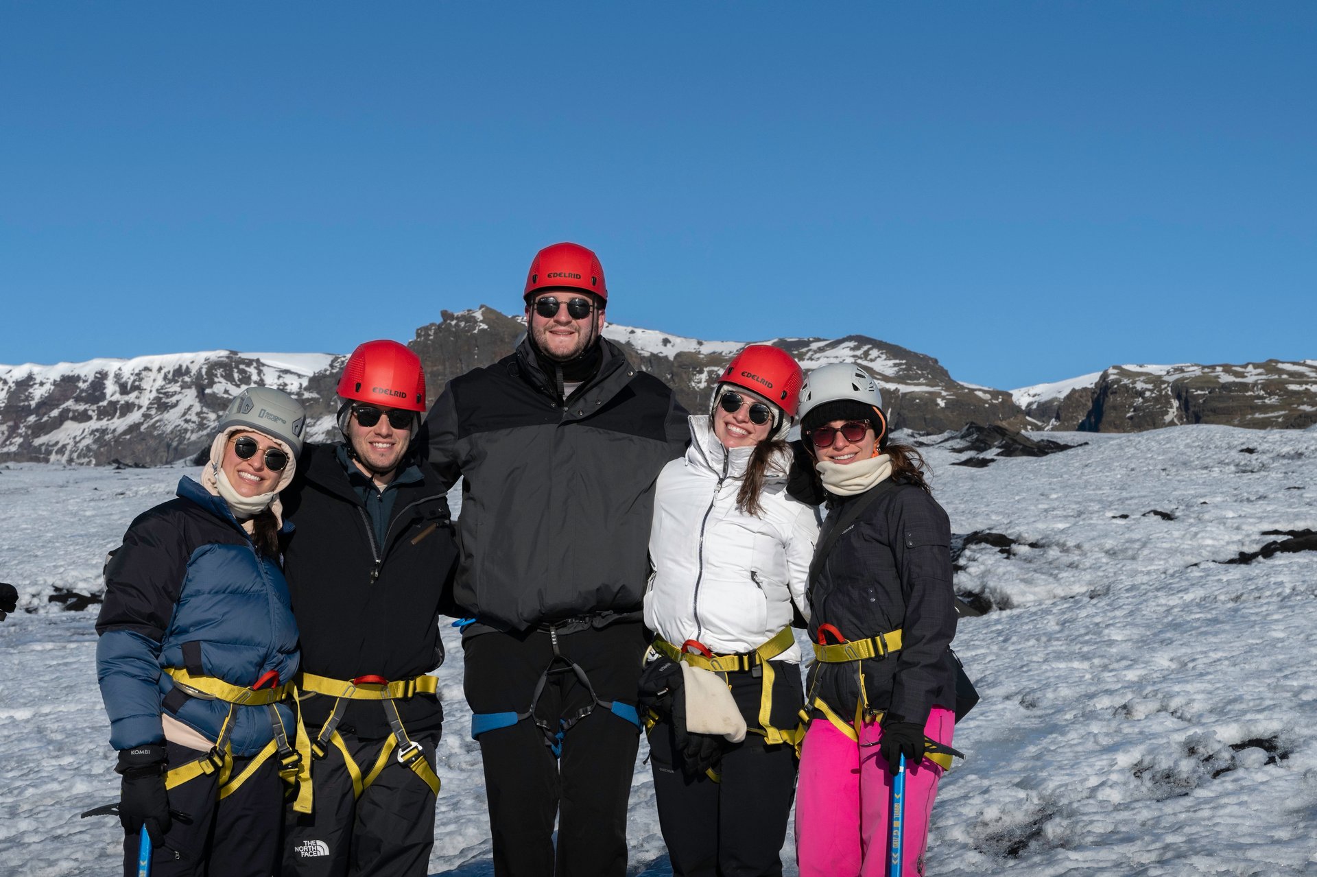Clients on a private glacier hike in Iceland