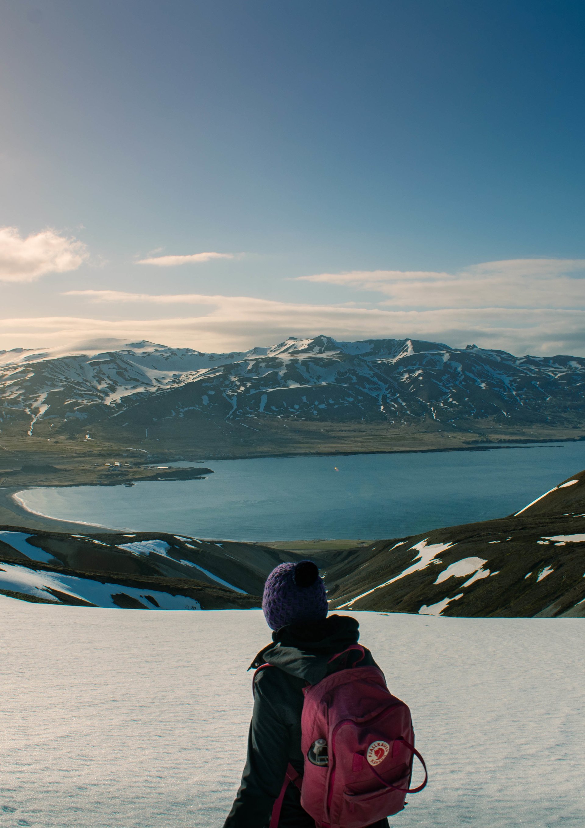 Client on a winter hiking tour with proper boots and layers