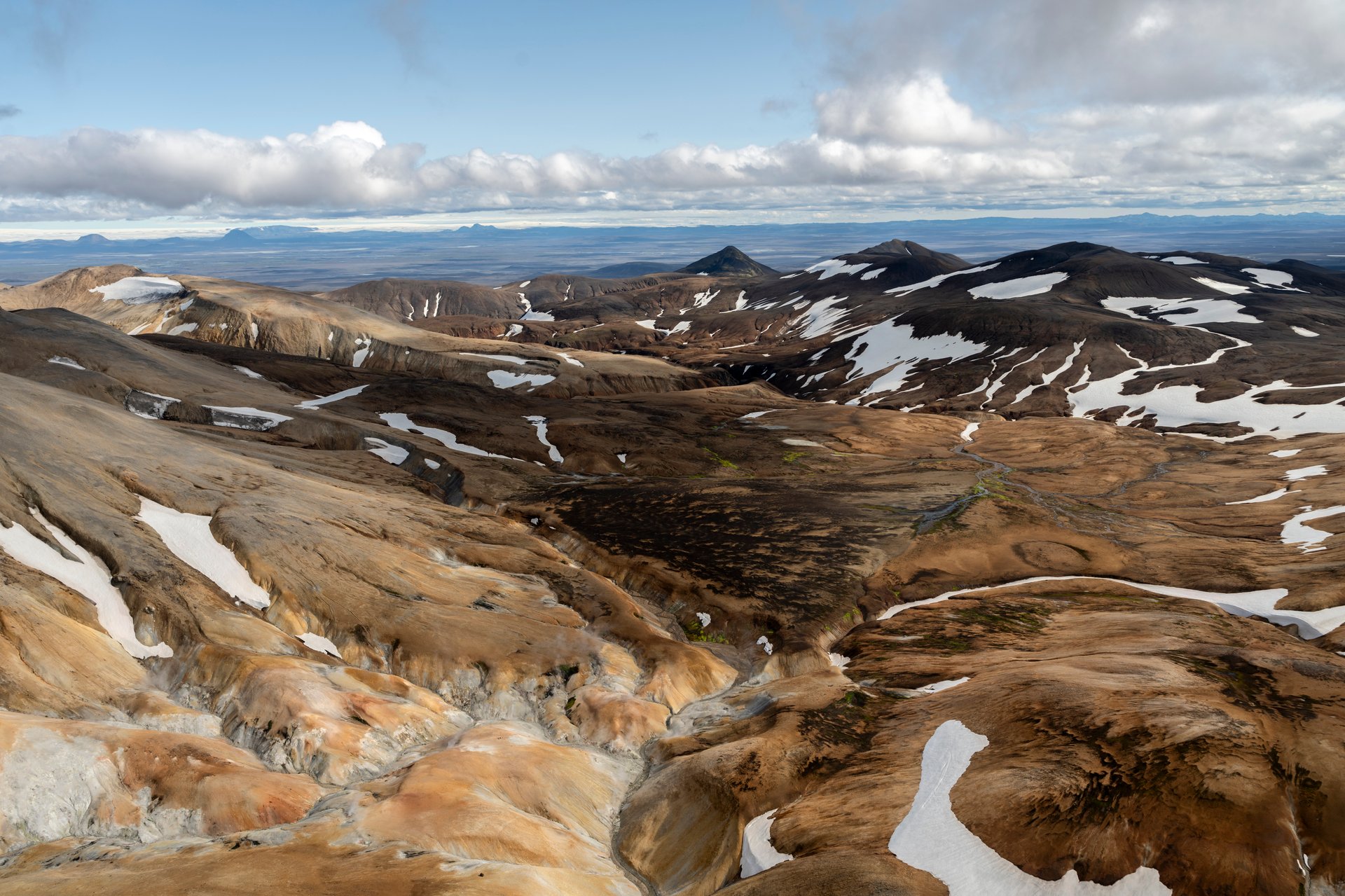 Kerlingarfjöll mountains with snow and rhyolite colors