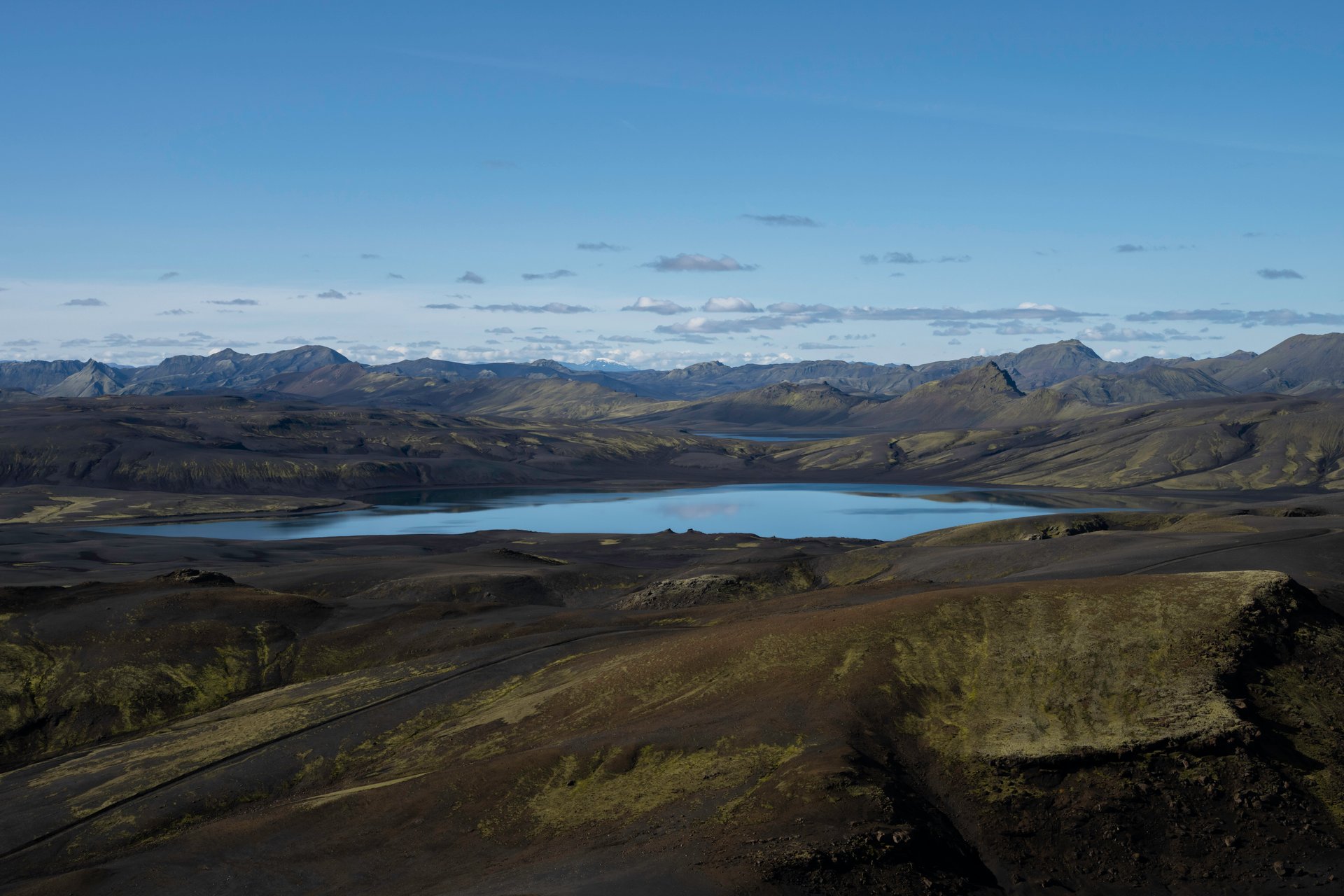 Laki volcanic fissure craters in the Icelandic Highlands