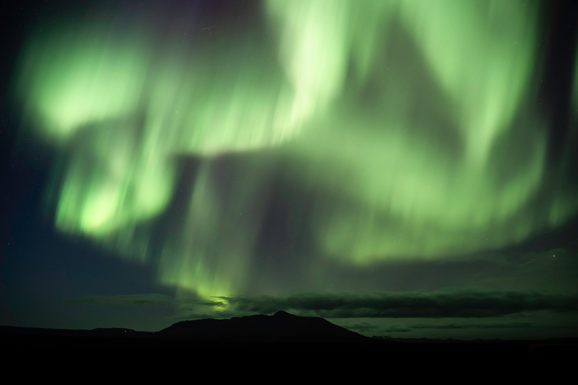 Northern Lights aurora borealis dancing over Iceland