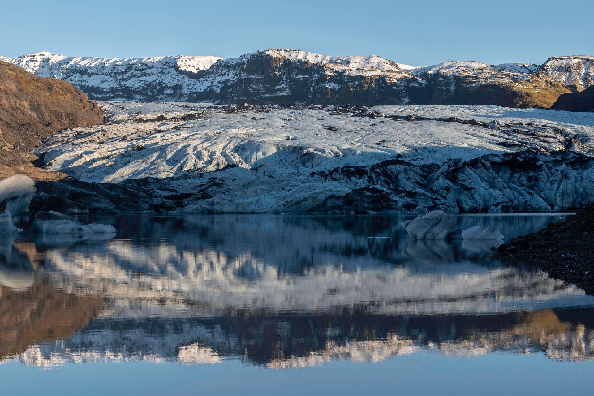 Glacier hiking adventure on Sólheimajökull with ice formations