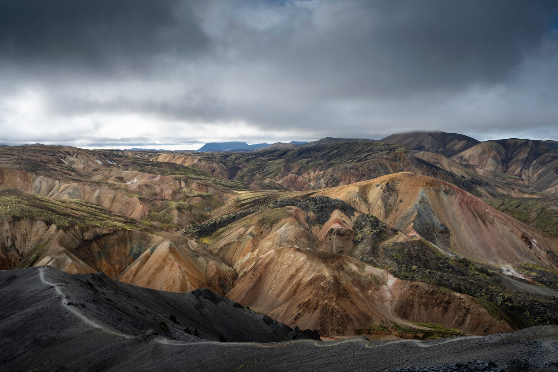 Landmannalaugar's famous colorful rhyolite mountains and highland landscape