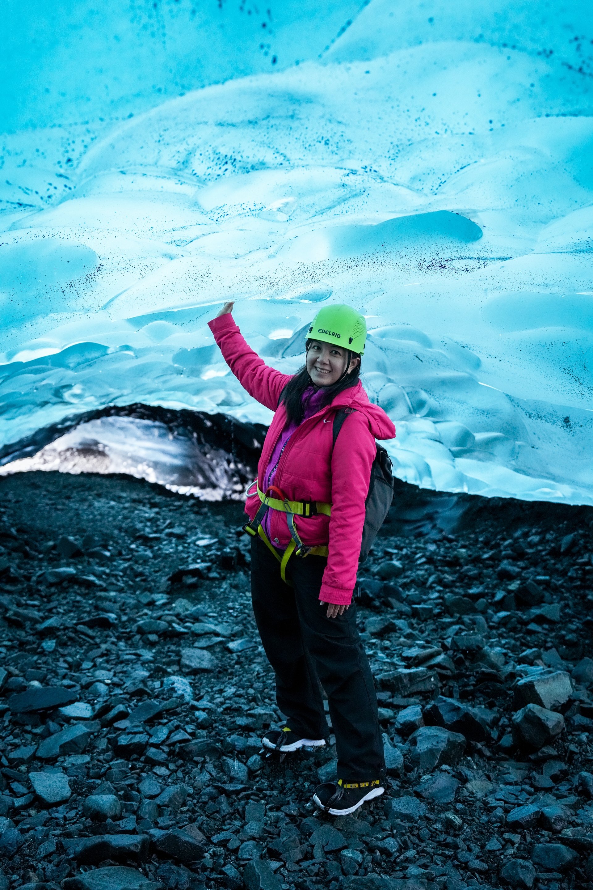Inside crystal blue ice cave at Jökulsárlón Vatnajökull Glacier