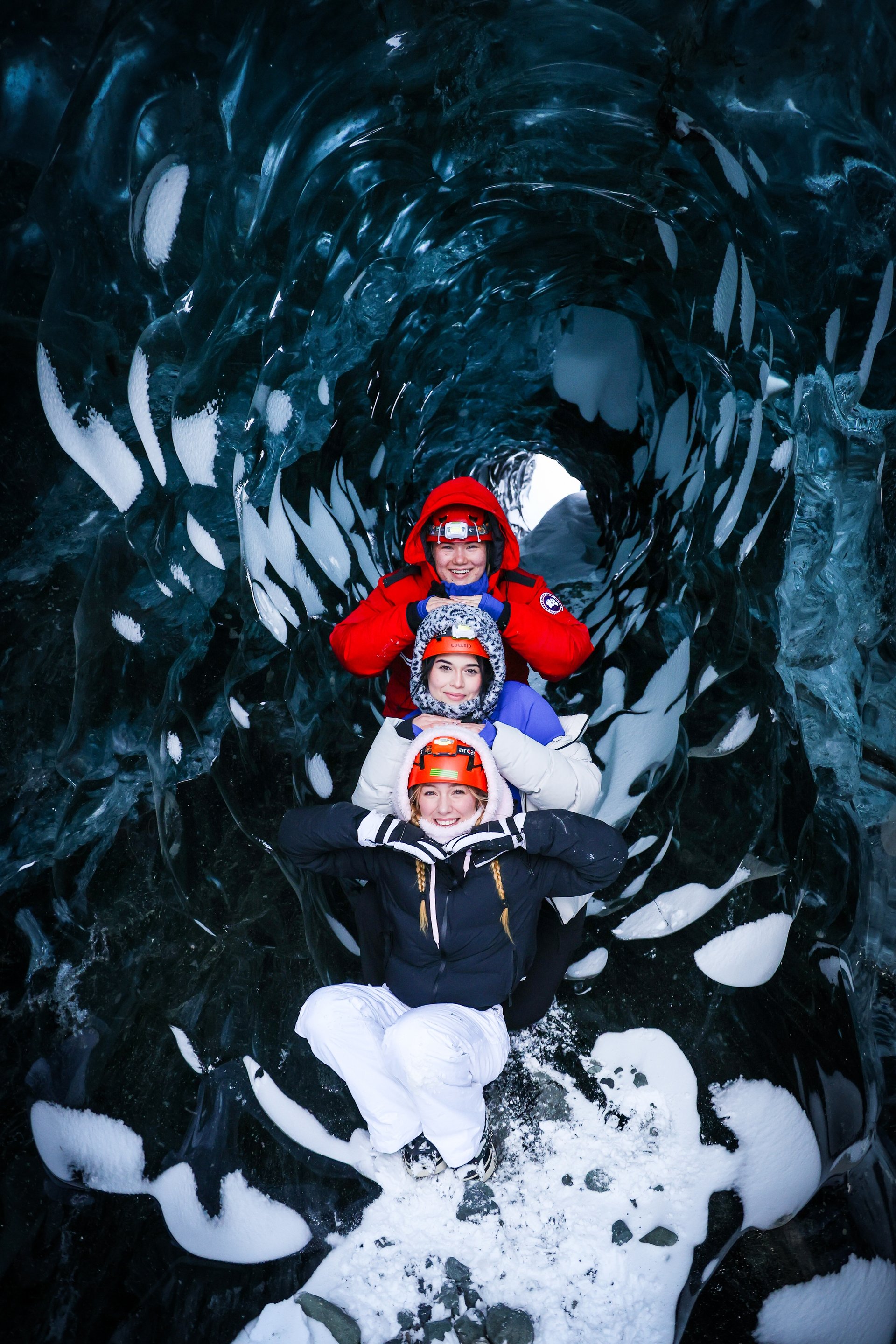 Professional photography inside blue ice cave Iceland adventure