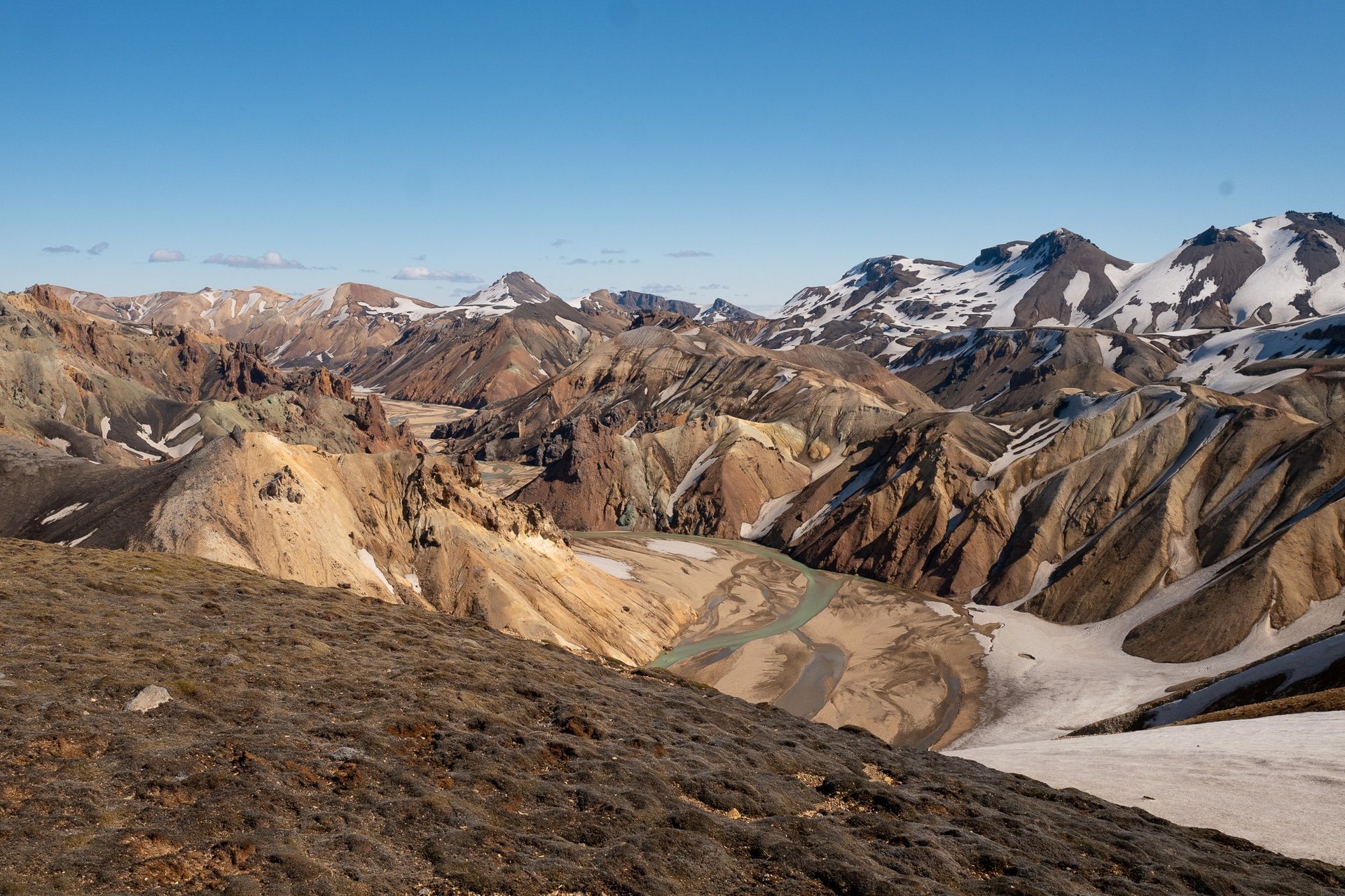 Helicopter flying over Eyjafjallajökull glacier and Þórsmörk Valley Iceland