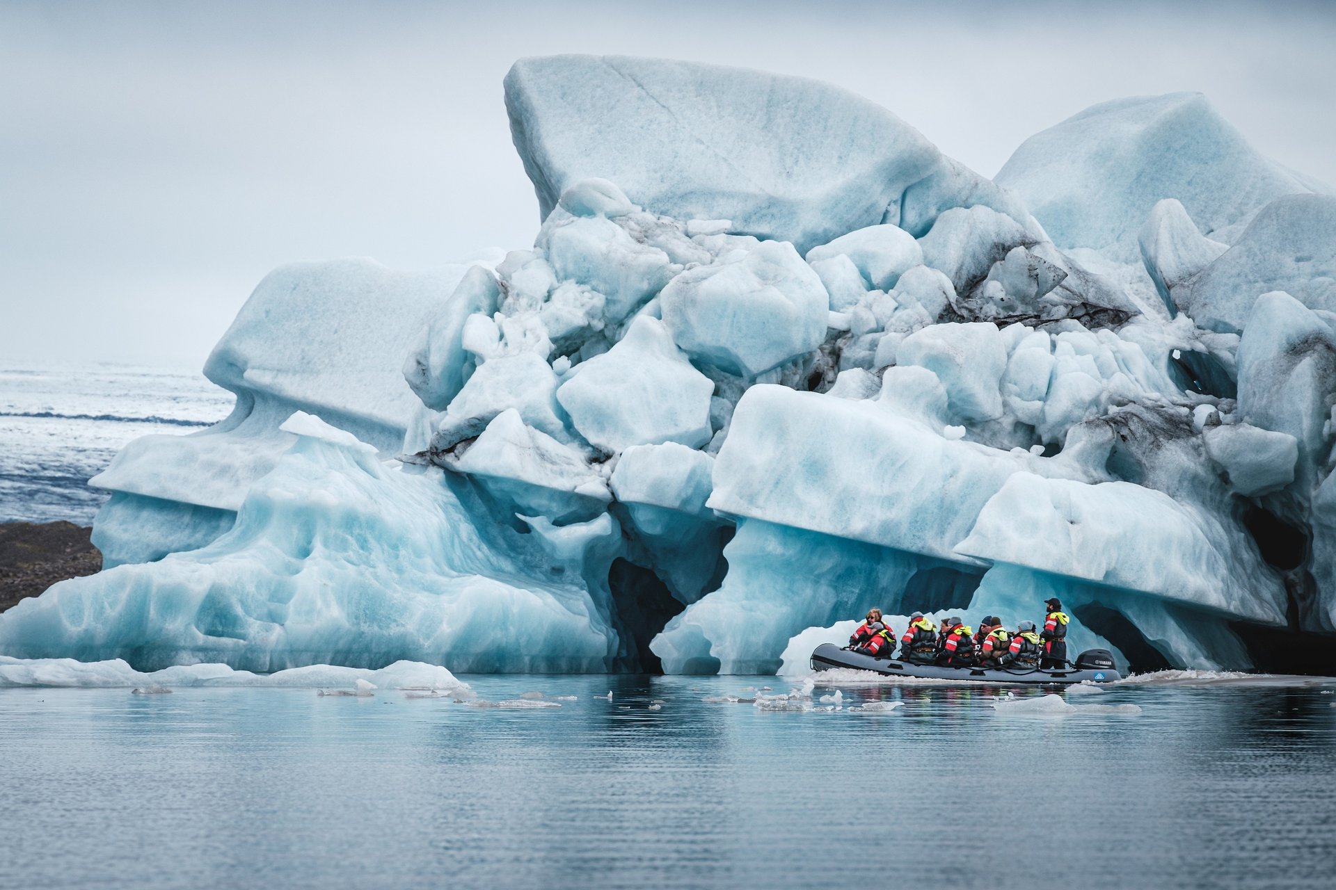 Intimate small group iceberg boat tour at Fjallsárlón South Iceland