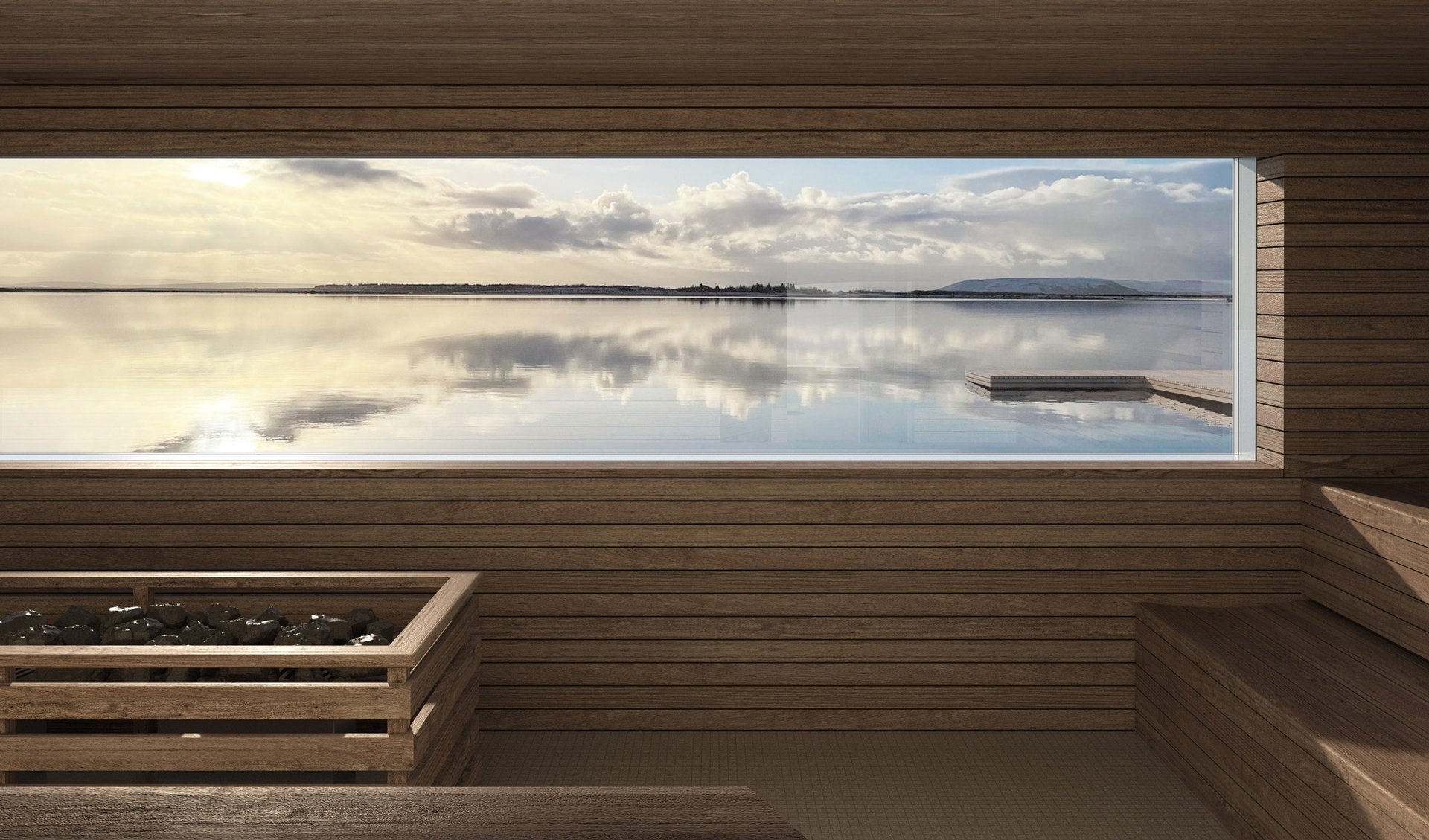 Geothermal pools with Lake Laugarvatn views at Fontana Spa Golden Circle