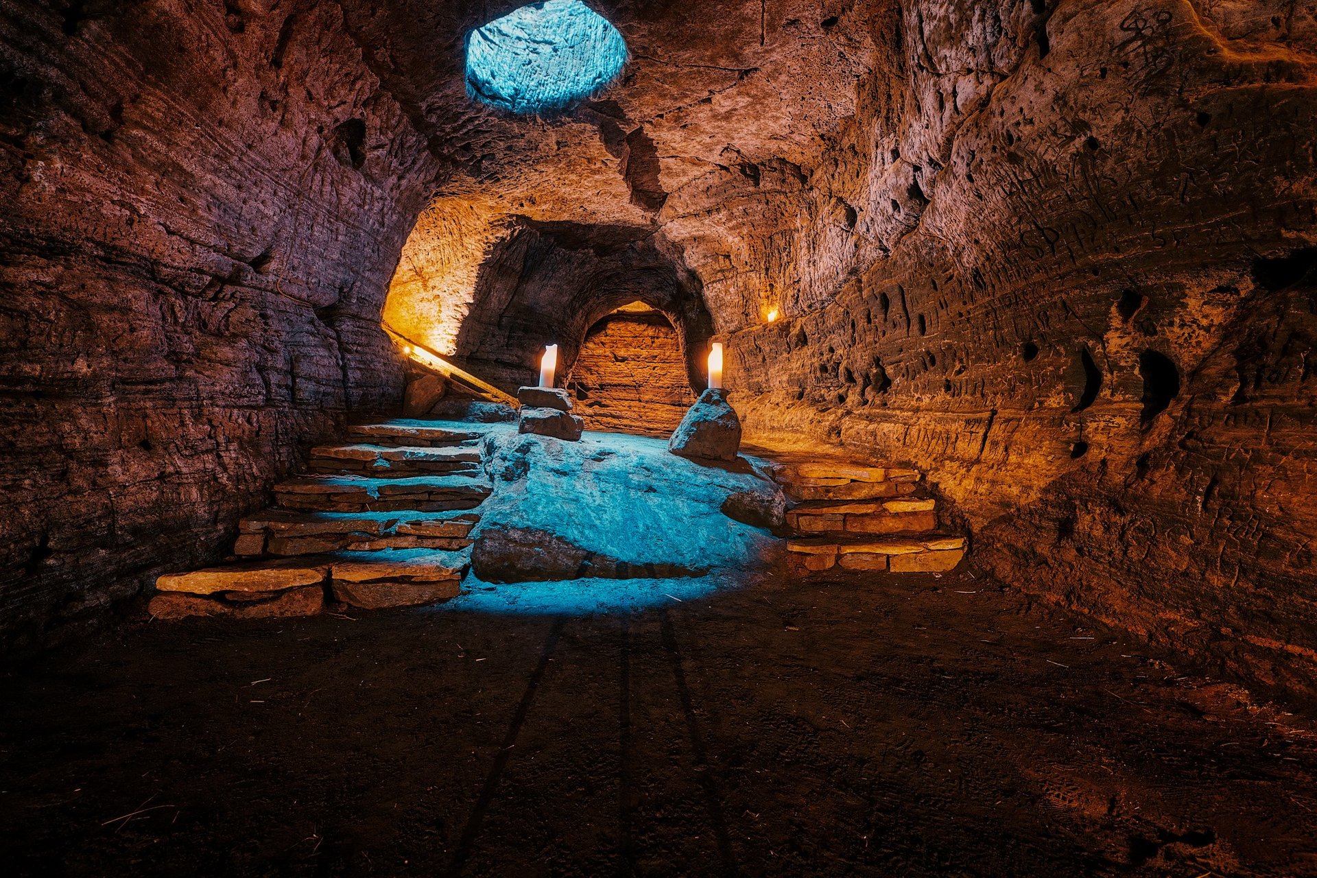 Archaeological remains inside Caves of Hella South Iceland