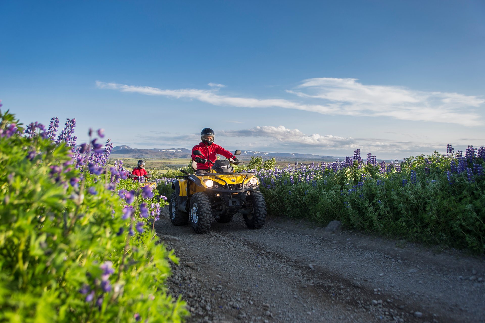 Ascending Hafrafell peak during Twin Peaks ATV adventure near Reykjavík