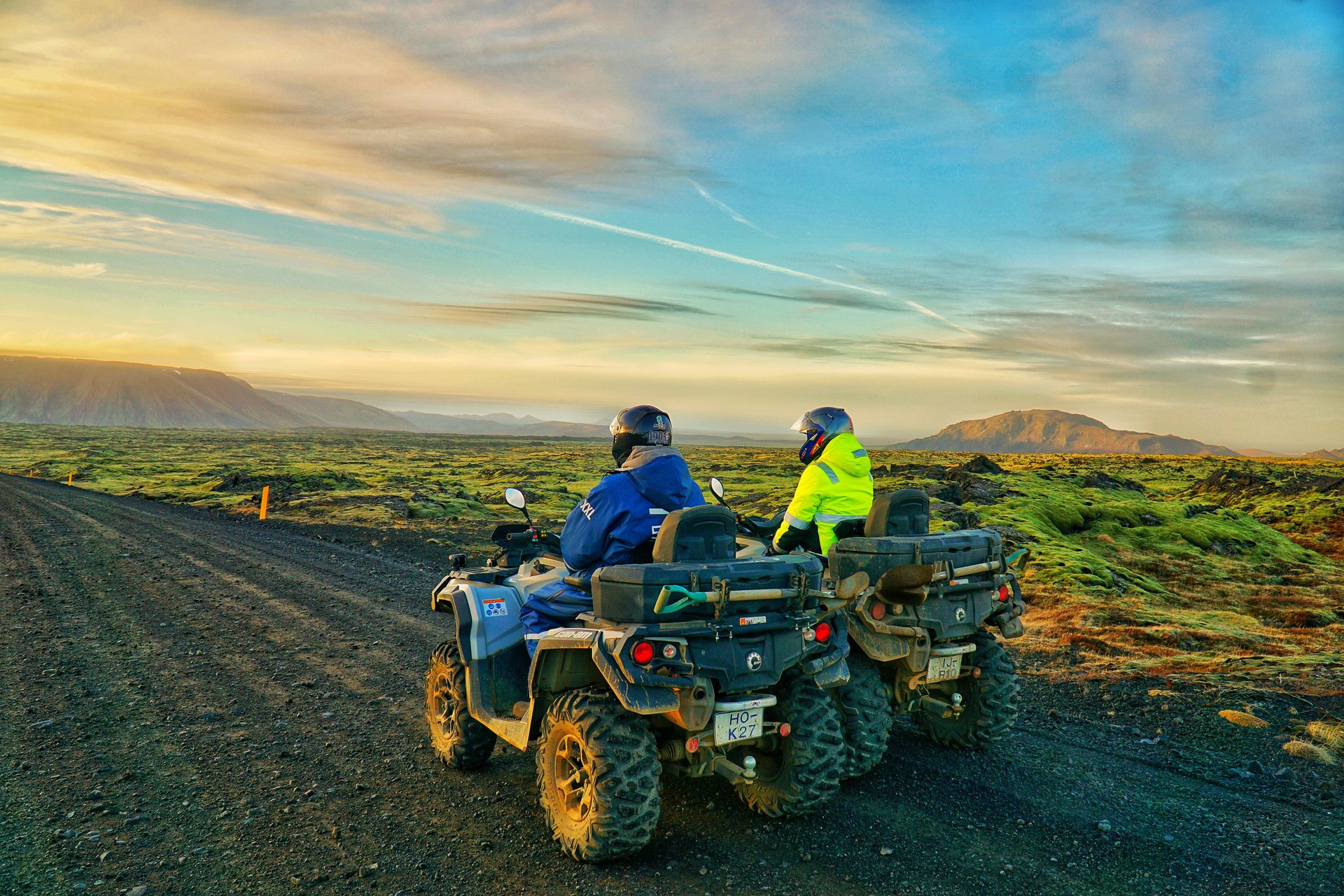 Technical river crossing during Hengill volcanic range ATV expedition