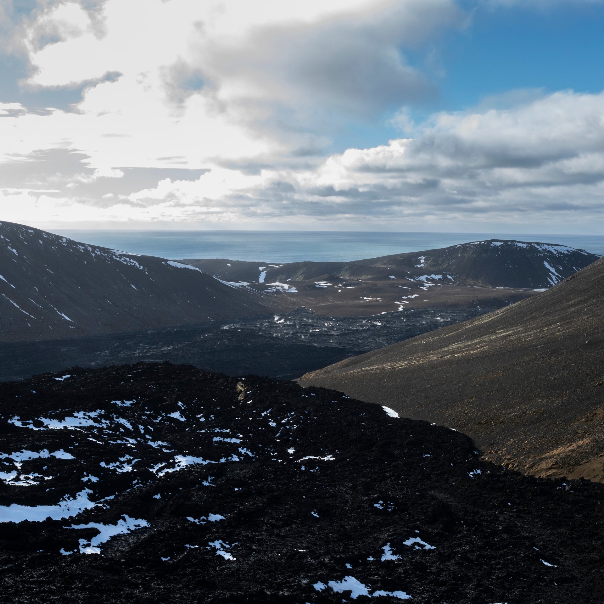 Close-up of fresh volcanic rock textures at Fagradalsfjall