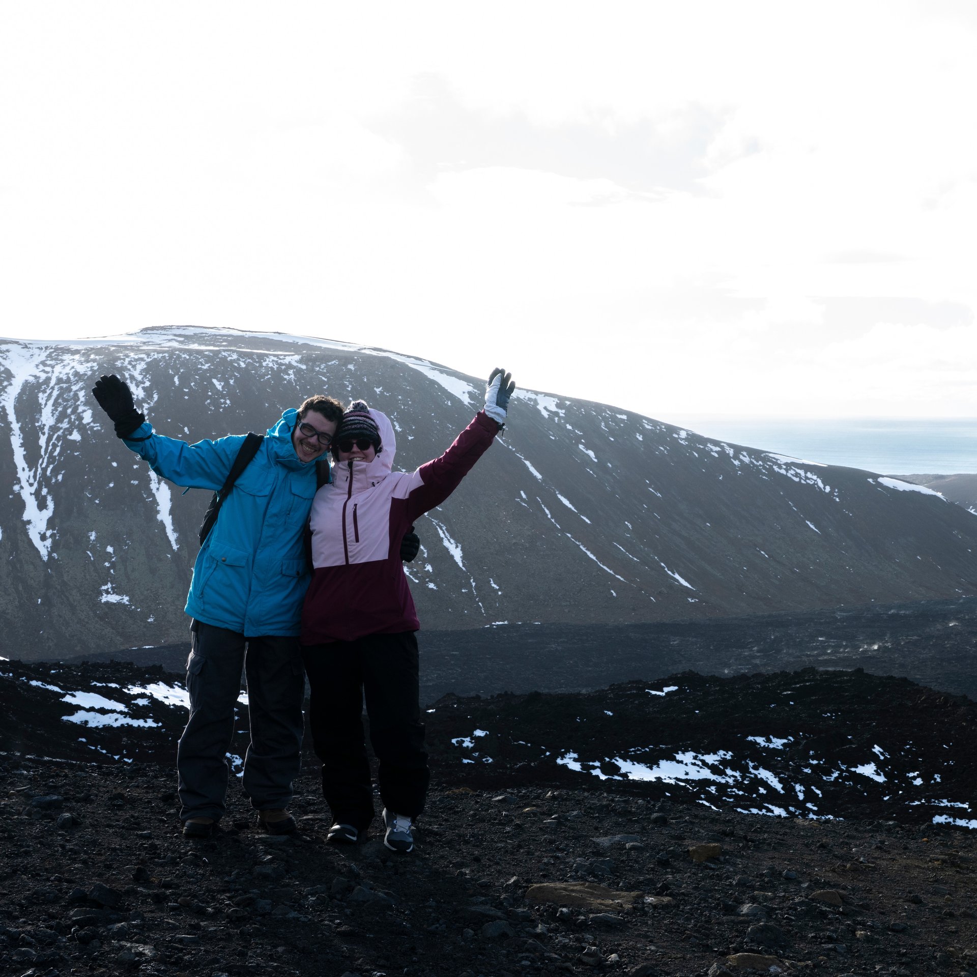 The Fagradalsfjall eruption crater cone against the sky