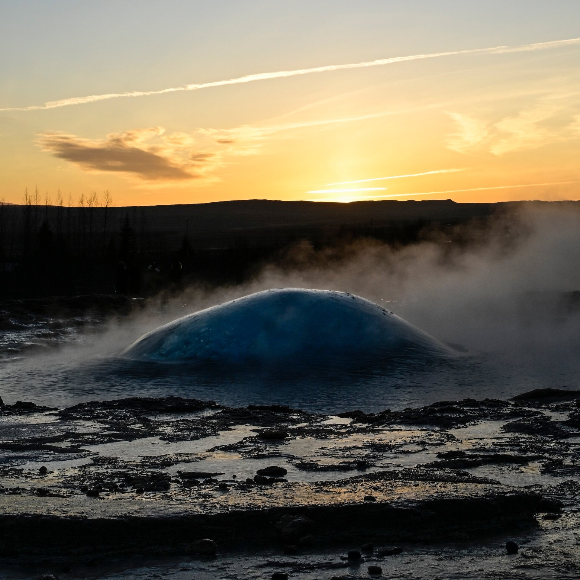 Gullfoss waterfall golden mist and rainbow
