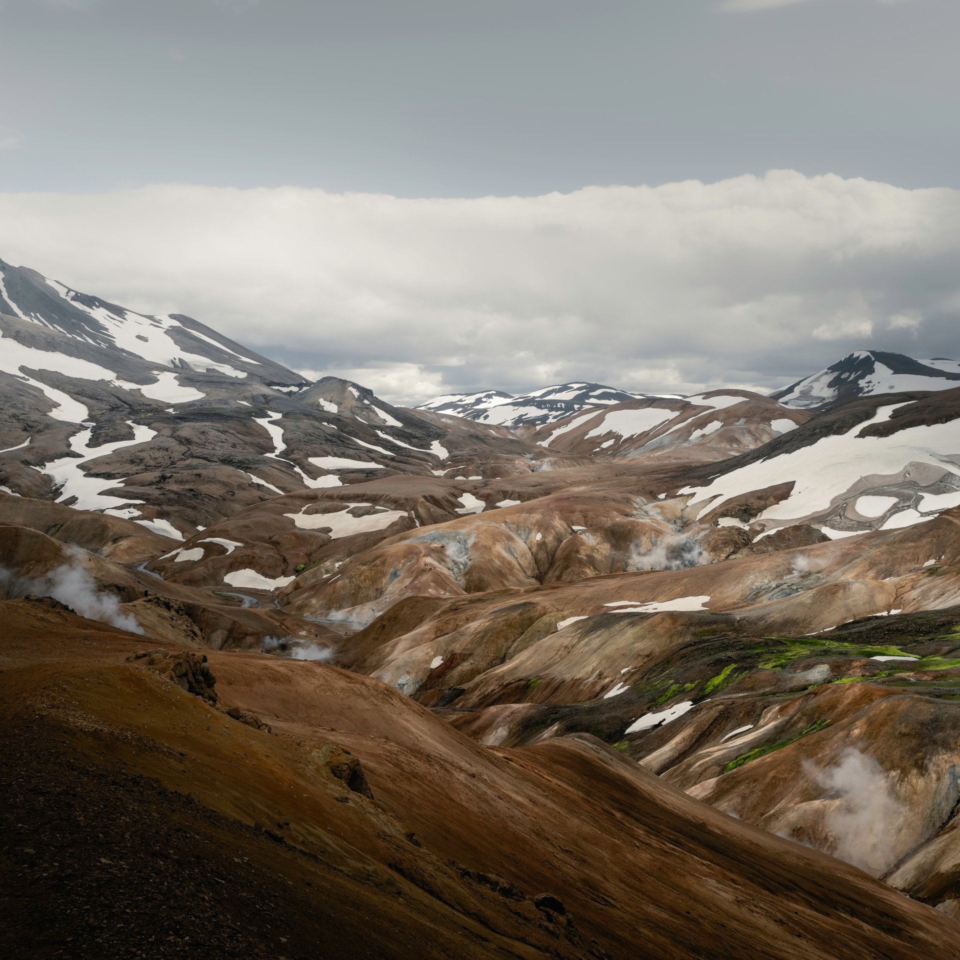 Highland hikers traversing challenging Kerlingarfjöll terrain