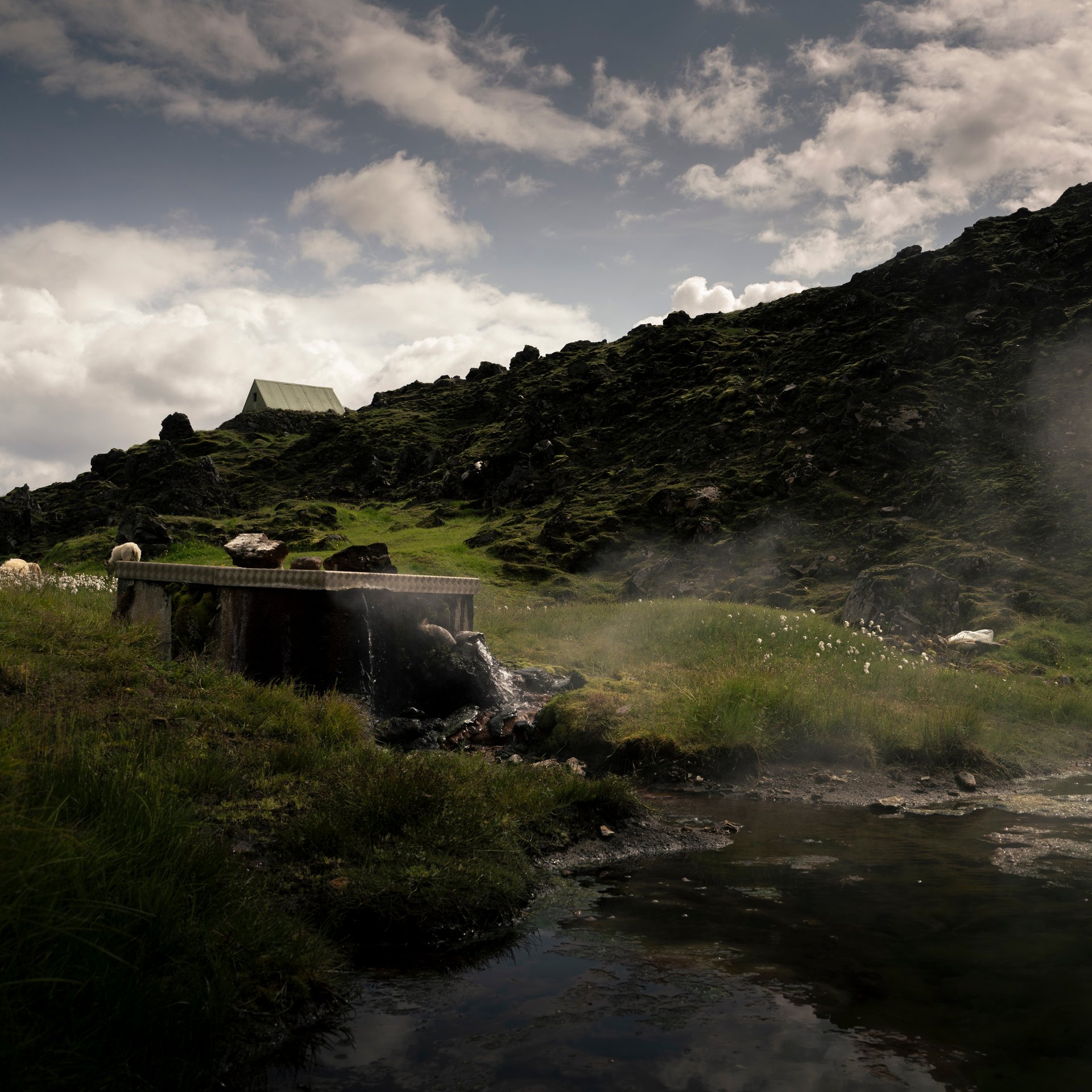 Brennisteinsalda mountain with steaming fumaroles and sulfur deposits