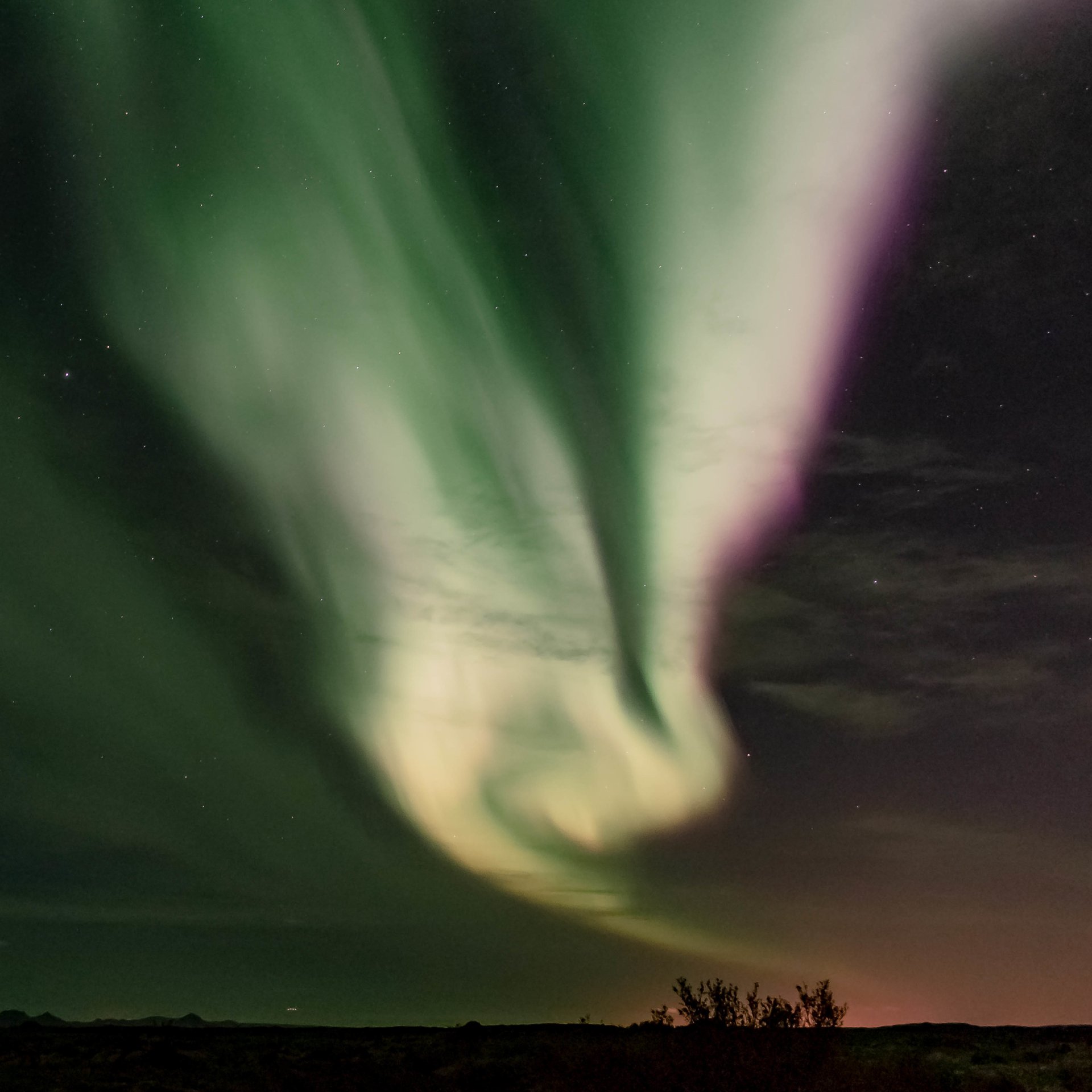 Colorful Aurora Borealis displaying green and purple lights