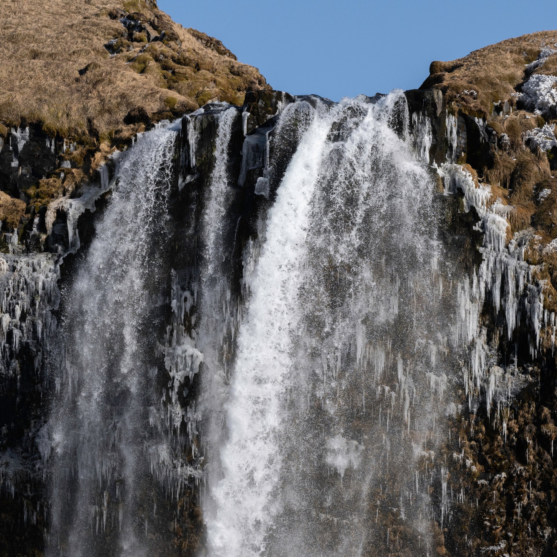 Blue ice crevasses and glacier formations