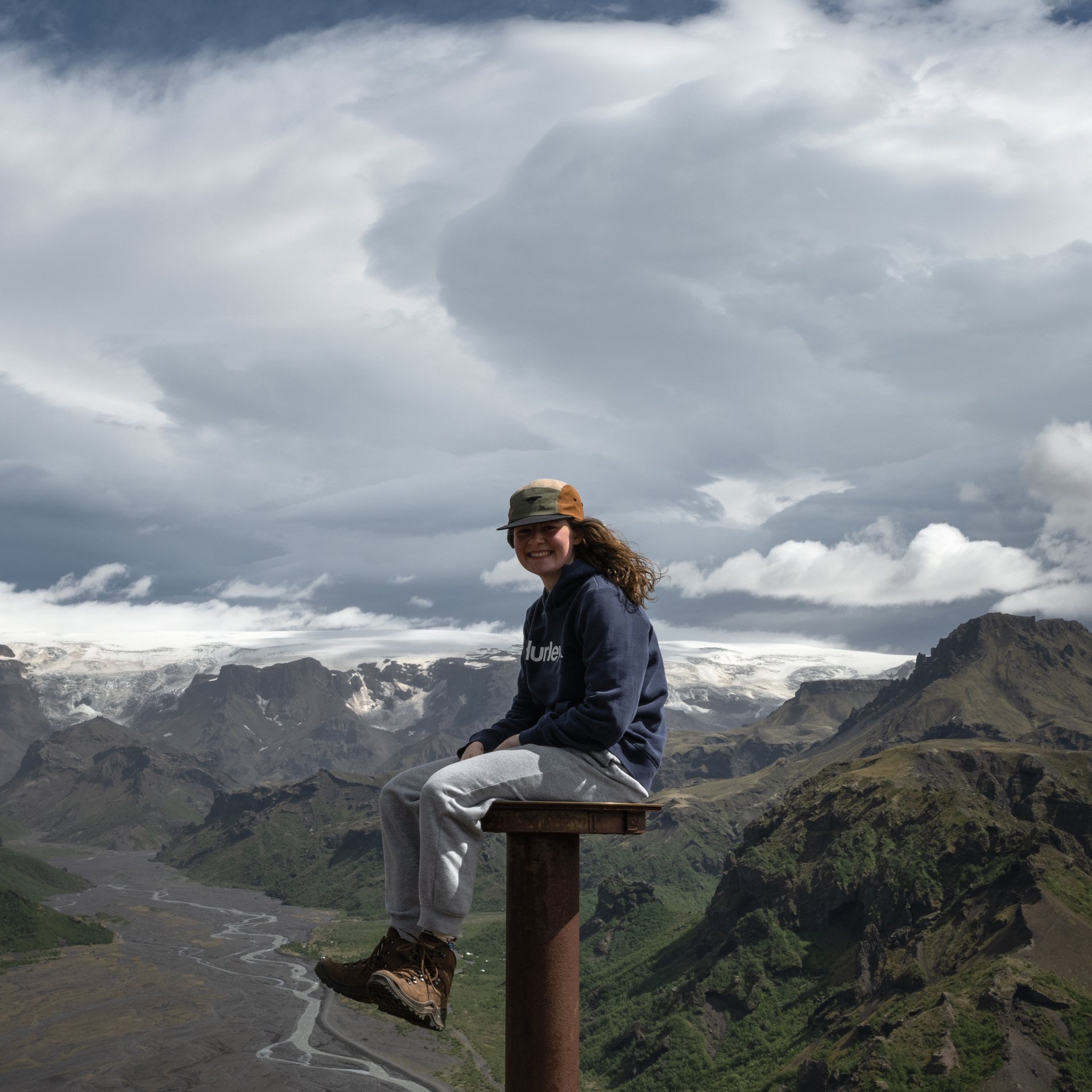 Highland river crossing and volcanic terrain in Thor's Valley