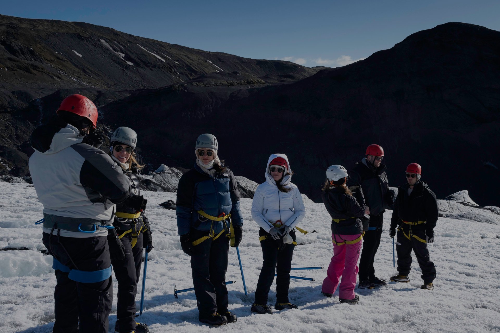 Dramatic black sand beaches and glaciers of Iceland's south coast with waterfalls