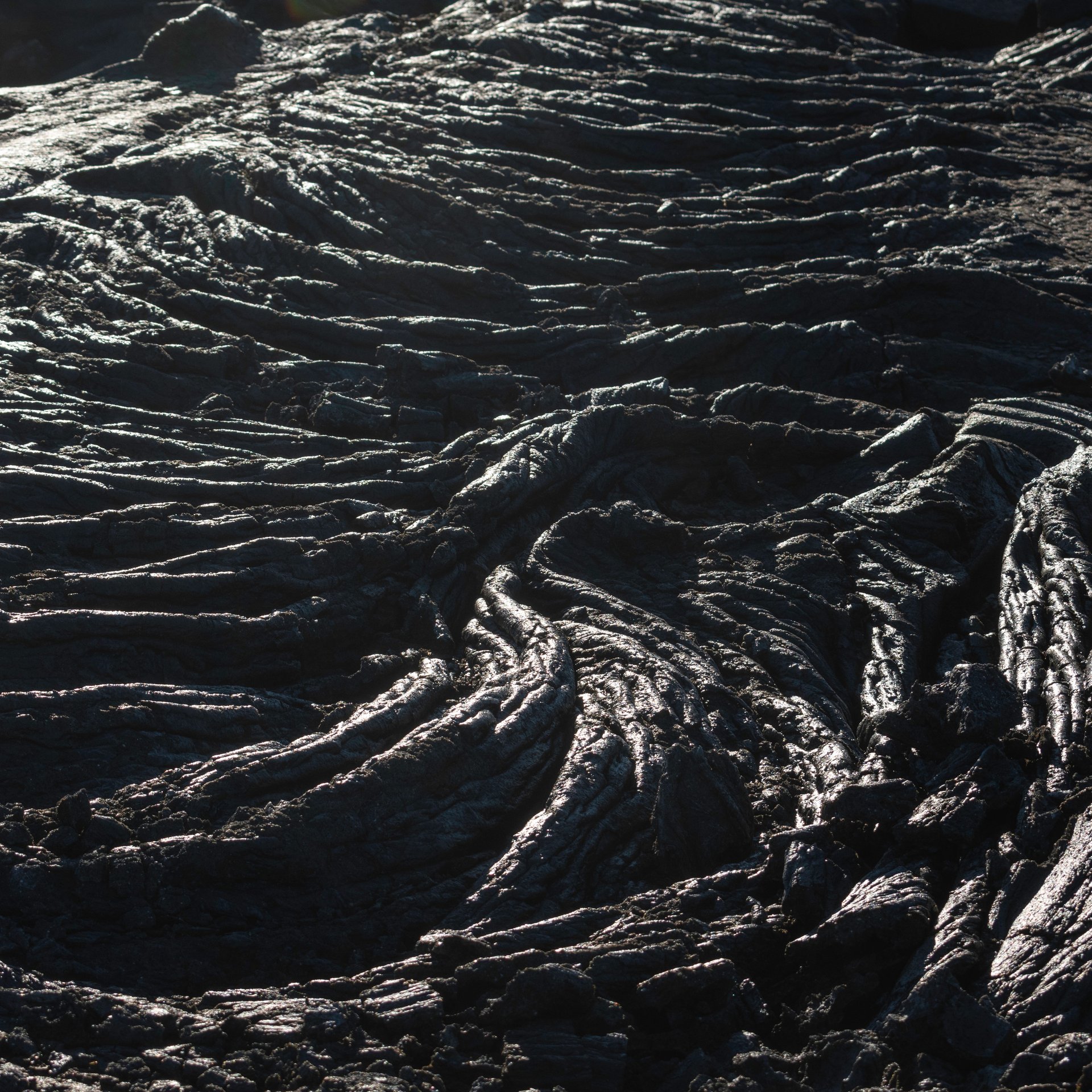 Fresh hardened lava formations from the 2021 Fagradalsfjall volcanic eruption